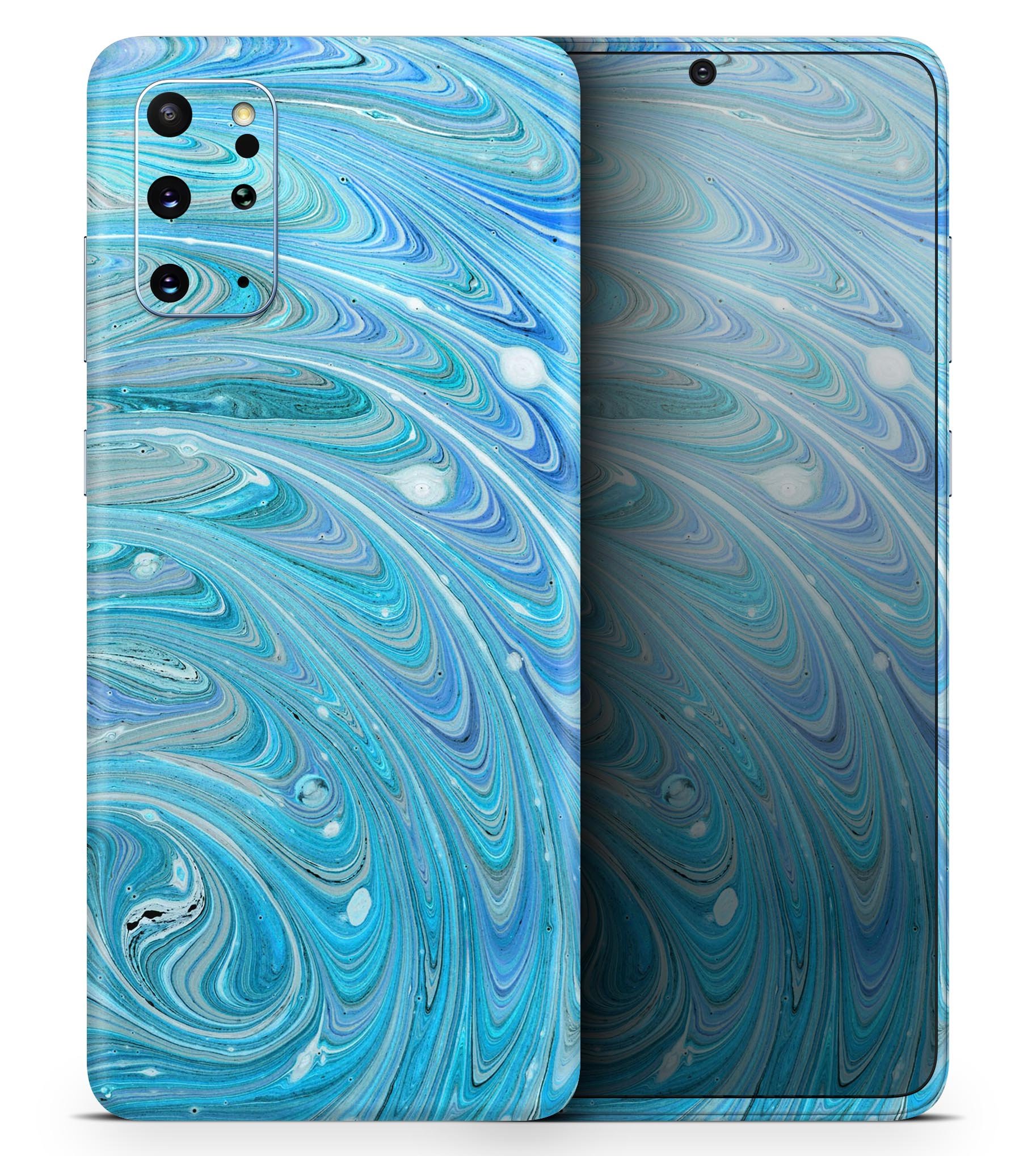 Mixed Blue Oil Skin-Kit for Samsung Galaxy S20, showcasing its sleek design and premium finish options.