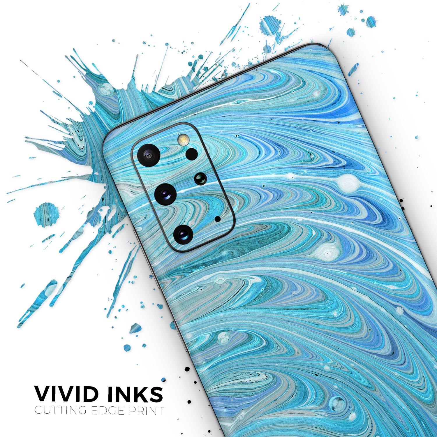 Mixed Blue Oil Skin-Kit for Samsung Galaxy S20, showcasing its sleek design and premium finish options.