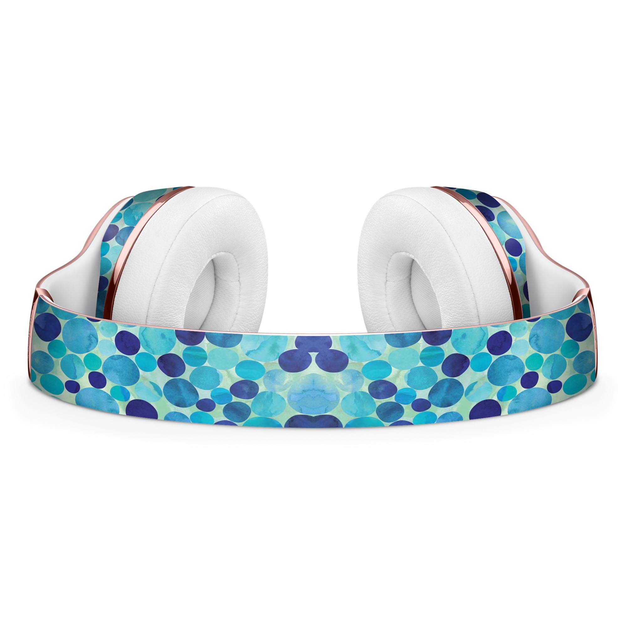 Mixed Blue Watercolor Dots Full-Body Skin Kit for Beats by Dre Solo 3 Wireless Headphones, showcasing vibrant blue tones and premium vinyl material.