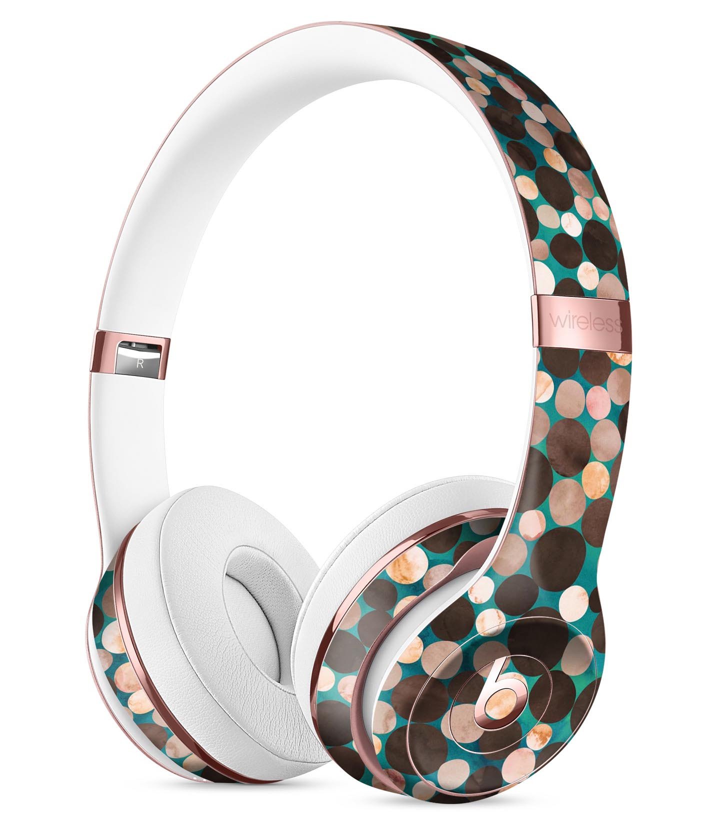 Mixed Brown Watercolor Dots Full-Body Skin Kit designed for Beats by Dre Solo 3 Wireless Headphones, showcasing a stylish and protective vinyl design.