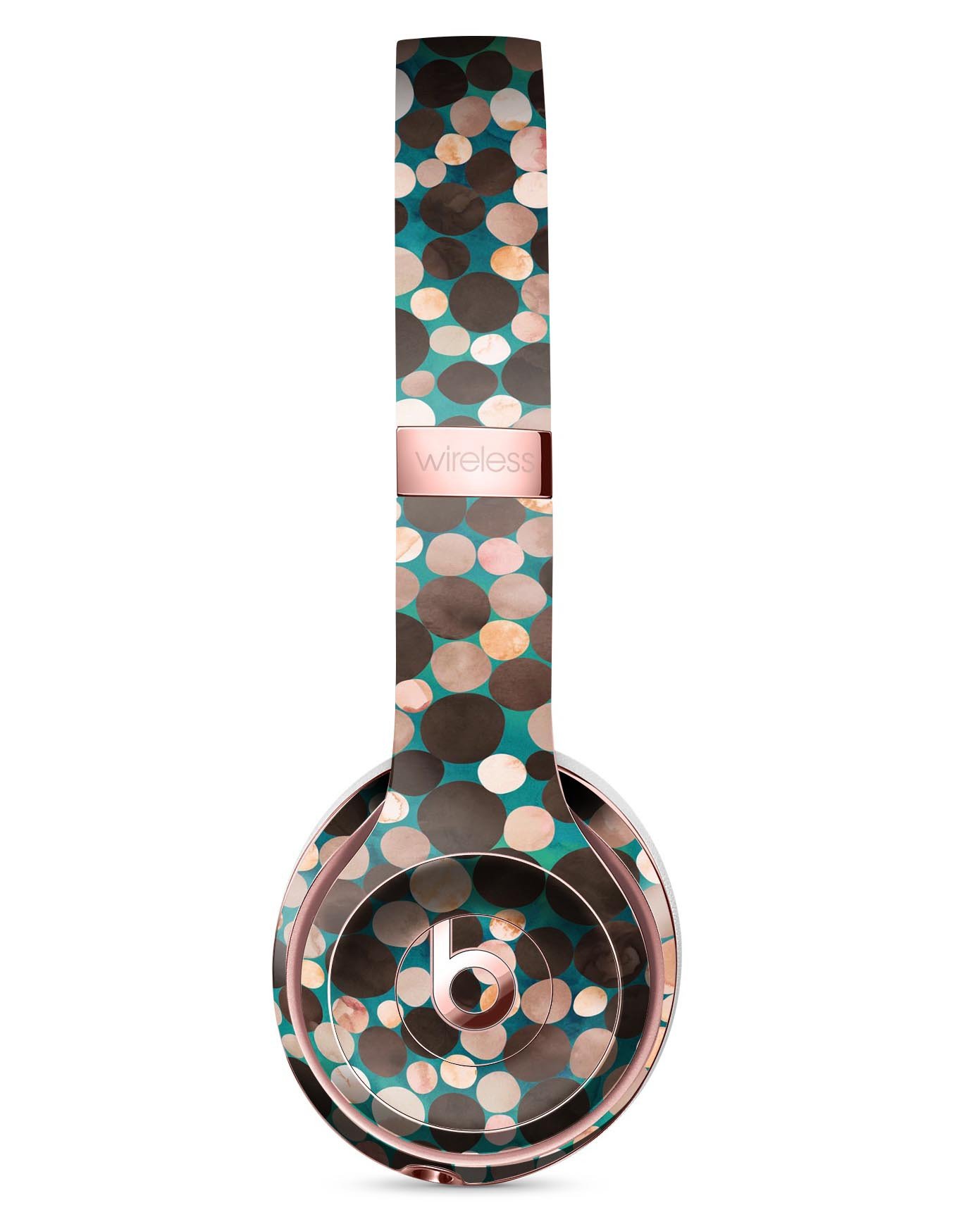 Mixed Brown Watercolor Dots Full-Body Skin Kit designed for Beats by Dre Solo 3 Wireless Headphones, showcasing a stylish and protective vinyl design.