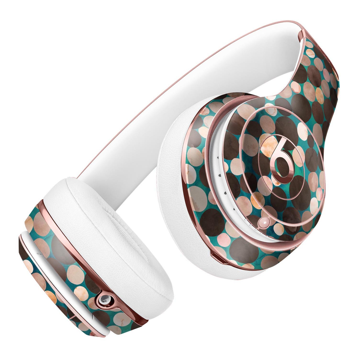 Mixed Brown Watercolor Dots Full-Body Skin Kit designed for Beats by Dre Solo 3 Wireless Headphones, showcasing a stylish and protective vinyl design.