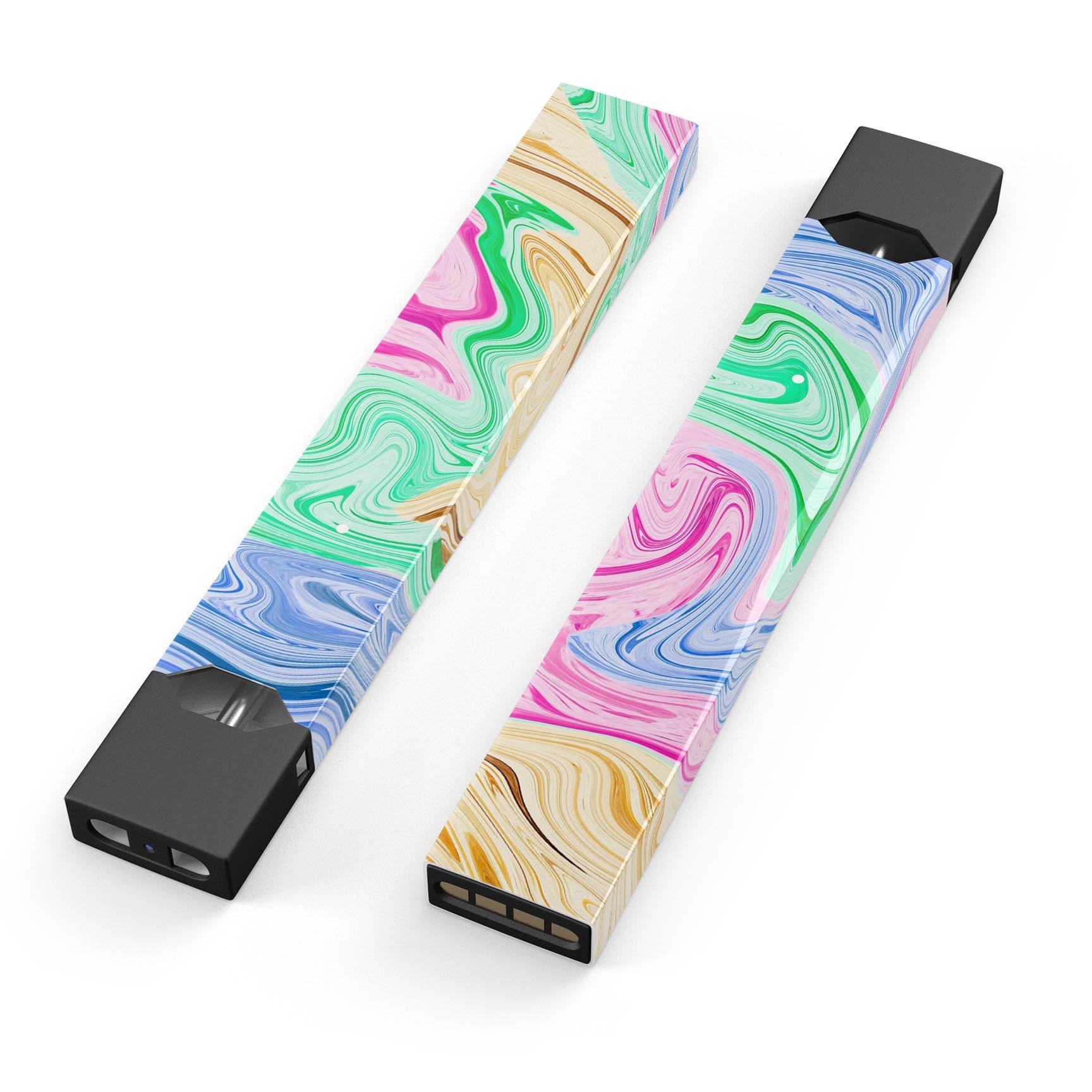 Mixed ColorOil Premium Decal Protective Skin-Wrap Sticker for JUUL vaping device, showcasing vibrant colors and precise cut.