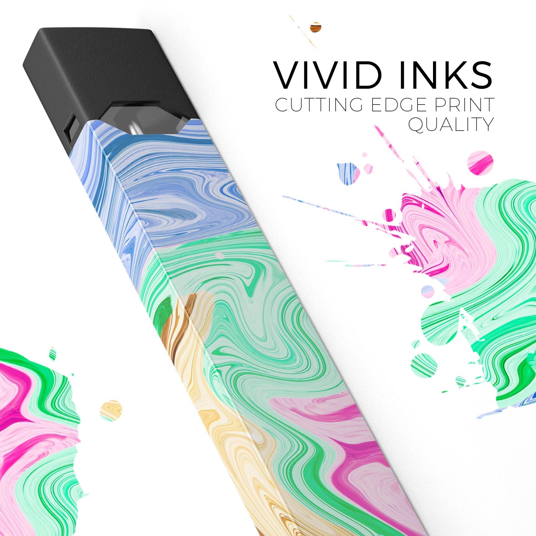 Mixed ColorOil Premium Decal Protective Skin-Wrap Sticker for JUUL vaping device, showcasing vibrant colors and precise cut.