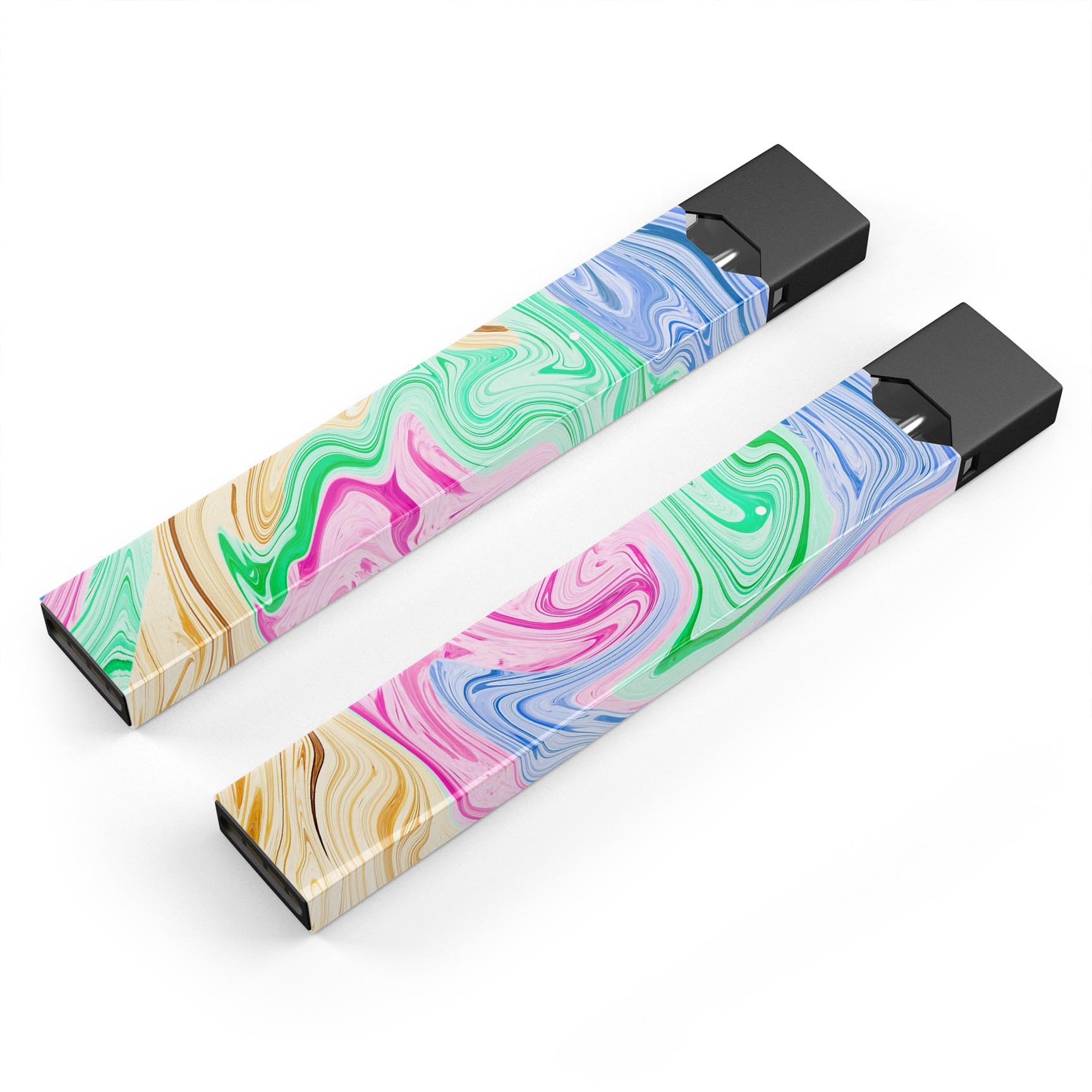 Mixed ColorOil Premium Decal Protective Skin-Wrap Sticker for JUUL vaping device, showcasing vibrant colors and precise cut.