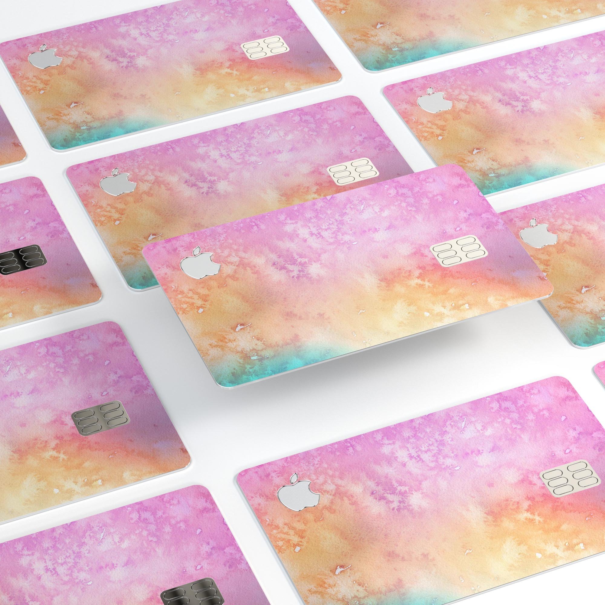 Mixed Pink 3 Absorbed Watercolor Texture decal for Apple Card, showcasing a vibrant pink design with a watercolor effect.