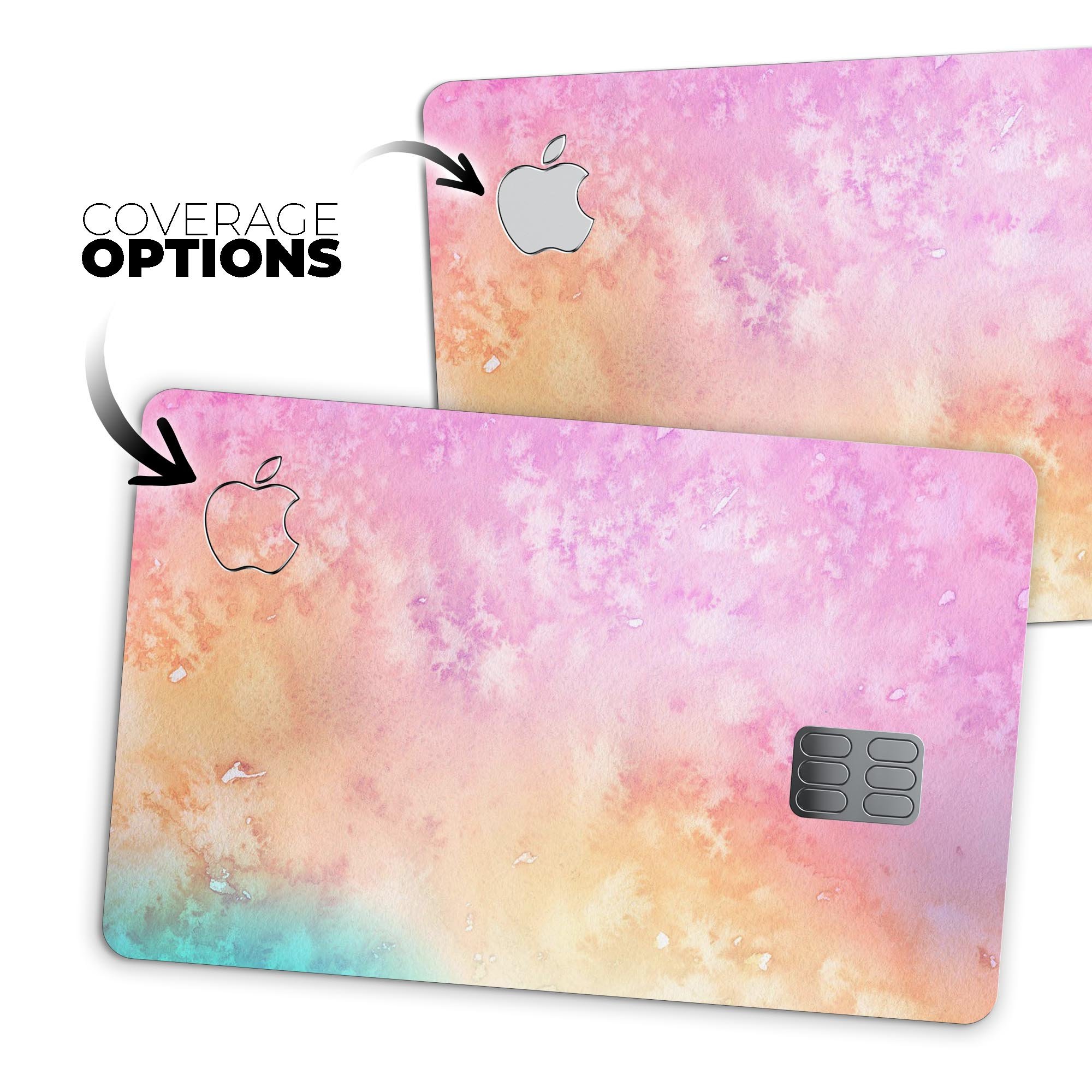 Mixed Pink 3 Absorbed Watercolor Texture decal for Apple Card, showcasing a vibrant pink design with a watercolor effect.