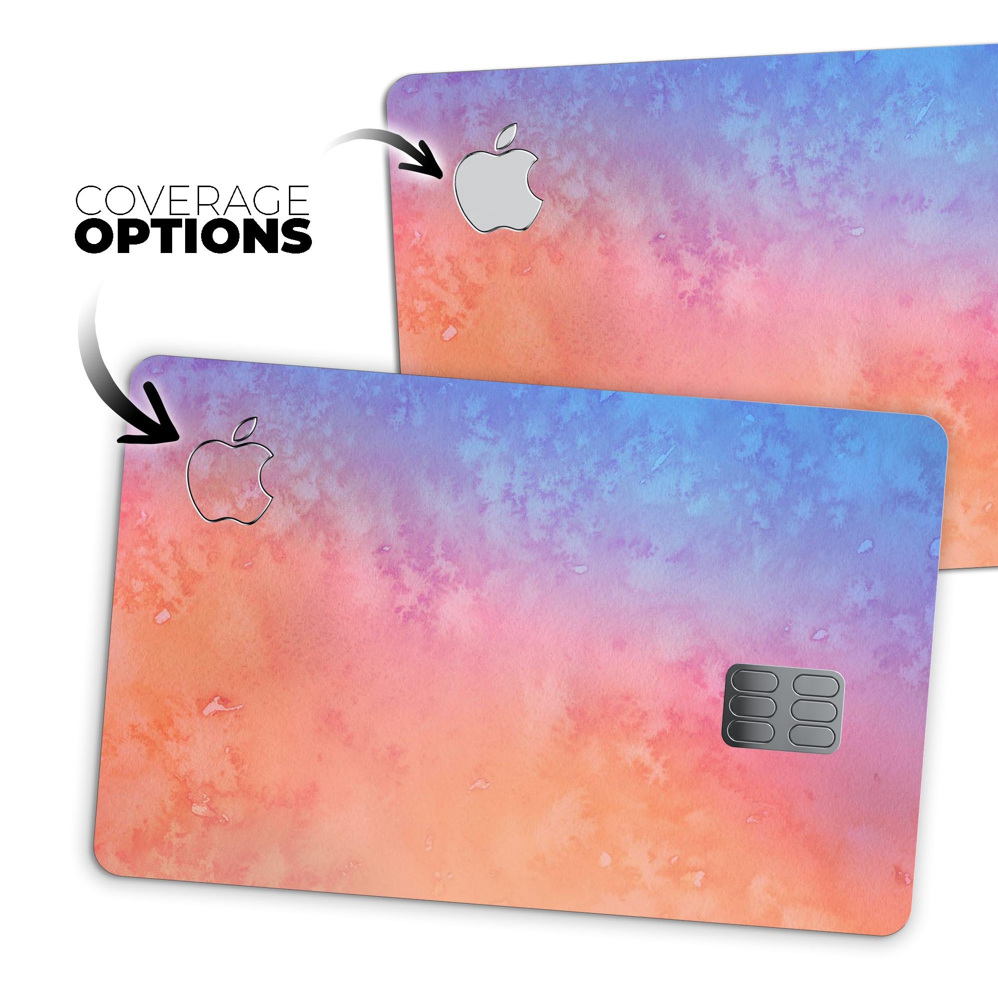 Mixed Pink 32 Absorbed Watercolor Texture decal for Apple Card, showcasing vibrant colors and premium vinyl material.