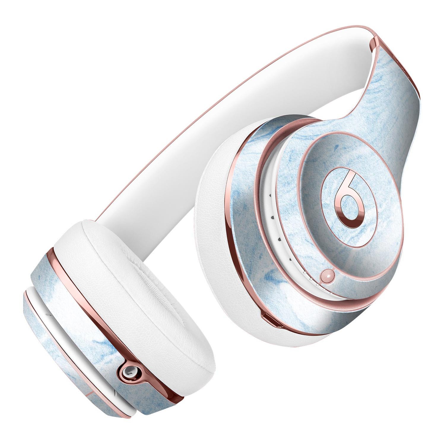 Mixtured Blue 60 Textured Marble Full-Body Skin Kit for Beats by Dre Solo 3 Wireless Headphones, showcasing a stylish marble design.