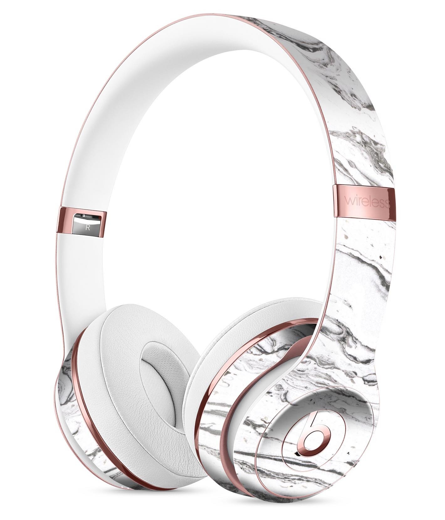 Mixtured BW Textured Marble Full-Body Skin Kit for Beats by Dre, showcasing a stylish marble design on headphones.