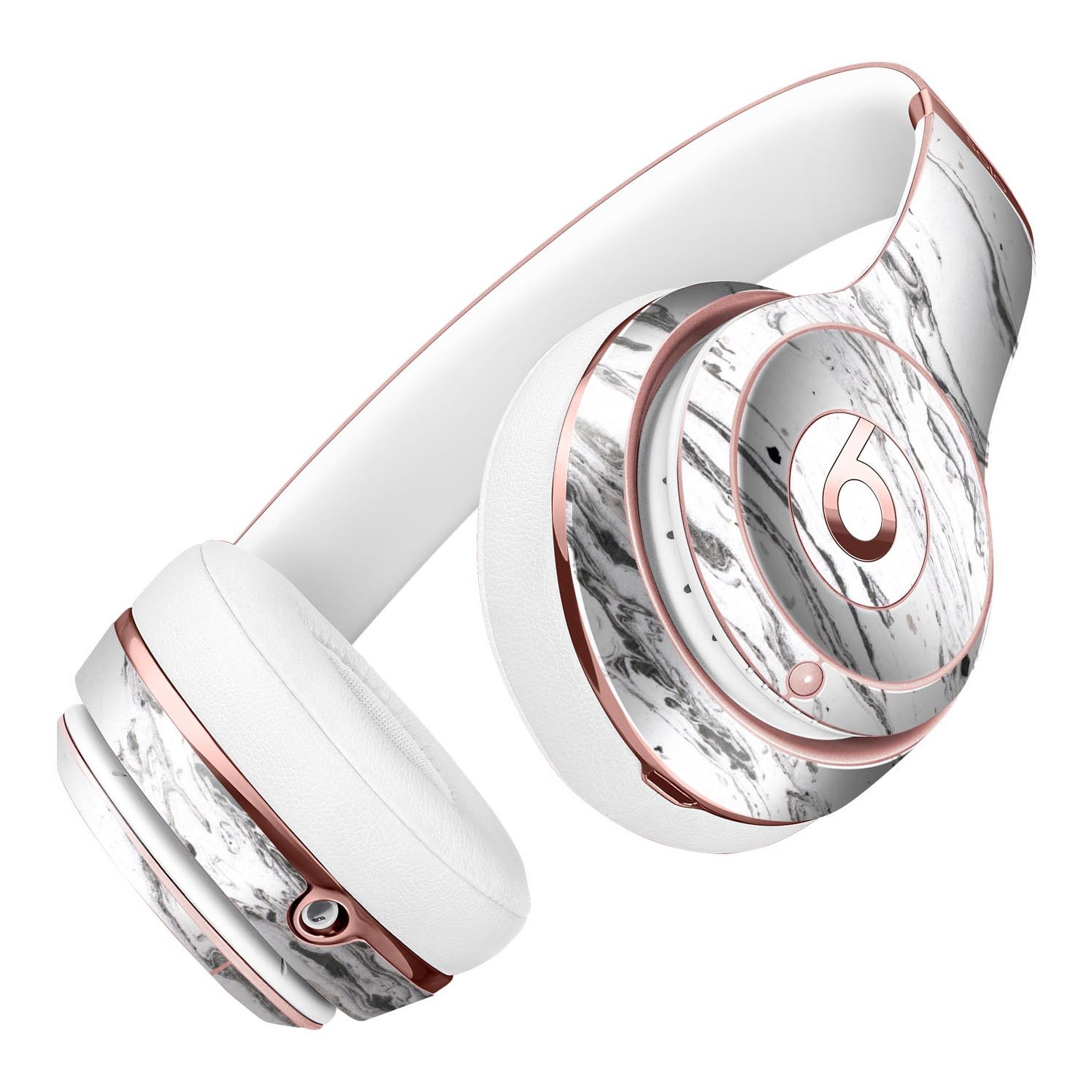 Mixtured BW Textured Marble Full-Body Skin Kit for Beats by Dre, showcasing a stylish marble design on headphones.