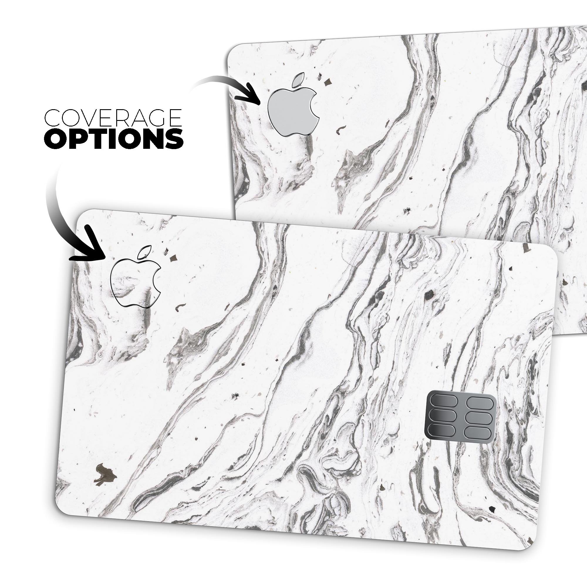 Mixtured BW Textured Marble skin kit for Apple Card, showcasing premium vinyl design and finishes.