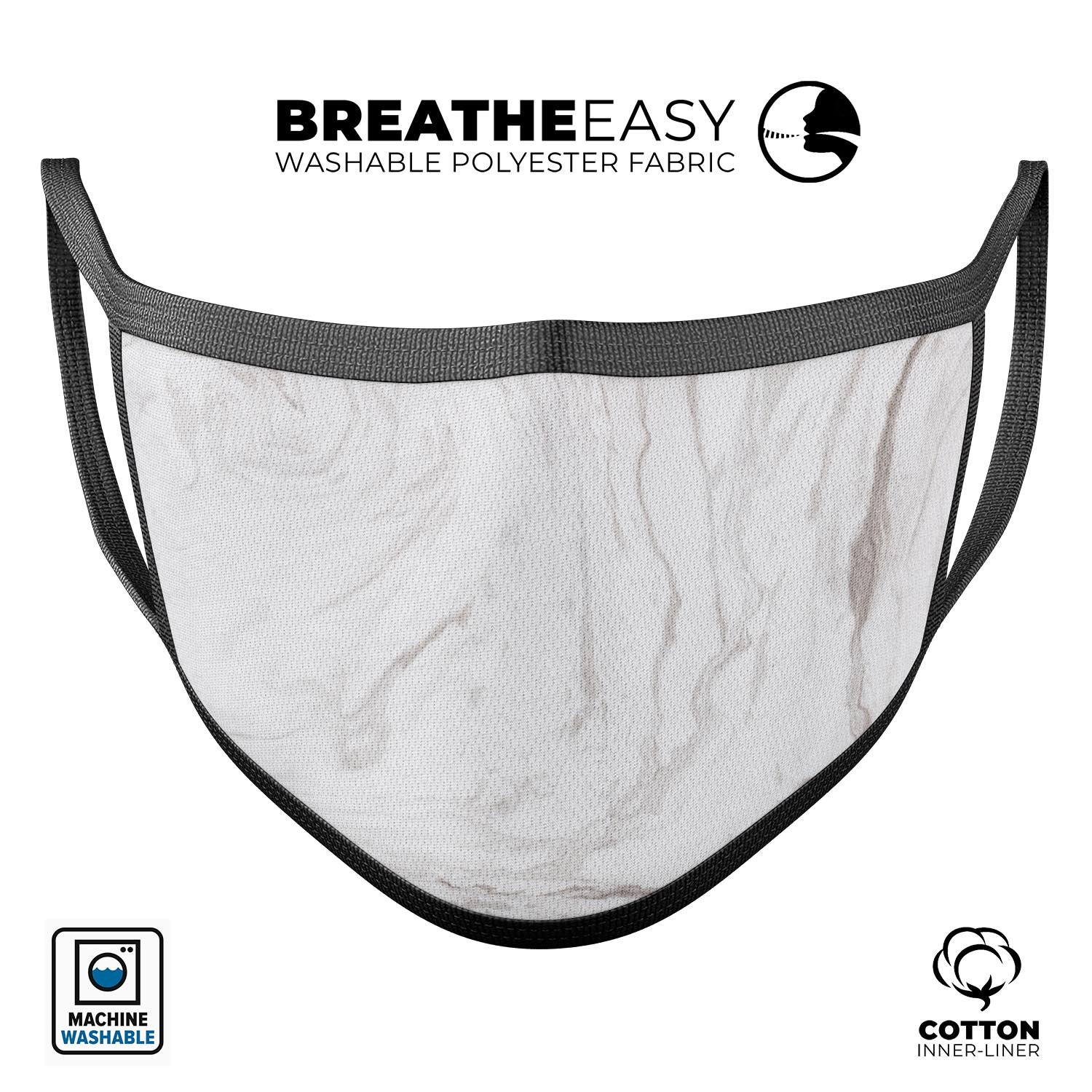 Mixtured Gray 199 Textured Marble unisex mouth cover, showcasing a stylish design with adjustable ear loops.