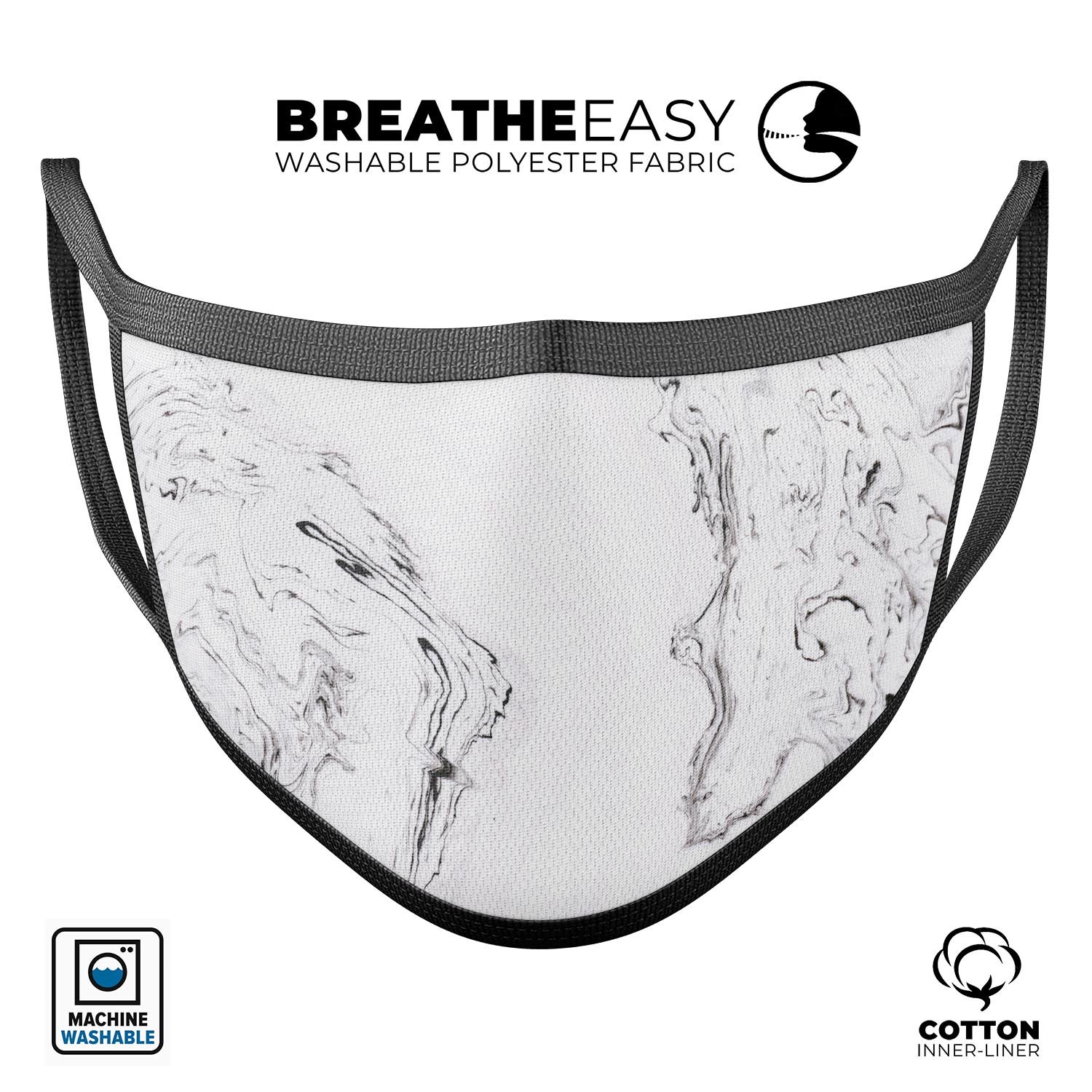 Mixtured Gray 22 Textured Marble unisex mouth cover, showcasing a stylish design with adjustable ear loops.