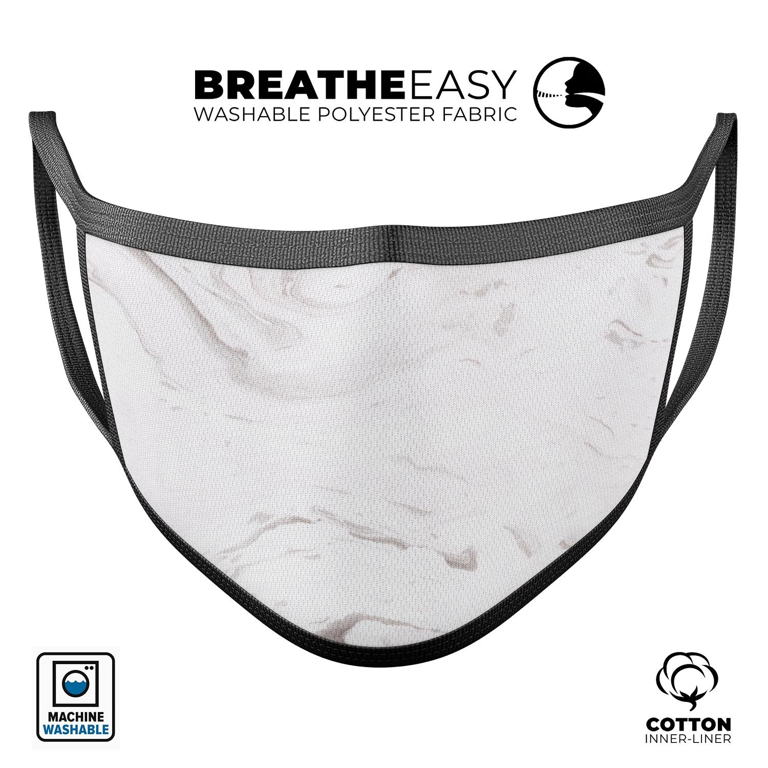 Mixtured Gray 7 Textured Marble unisex mouth cover, showcasing a stylish design with adjustable ear loops for a comfortable fit.