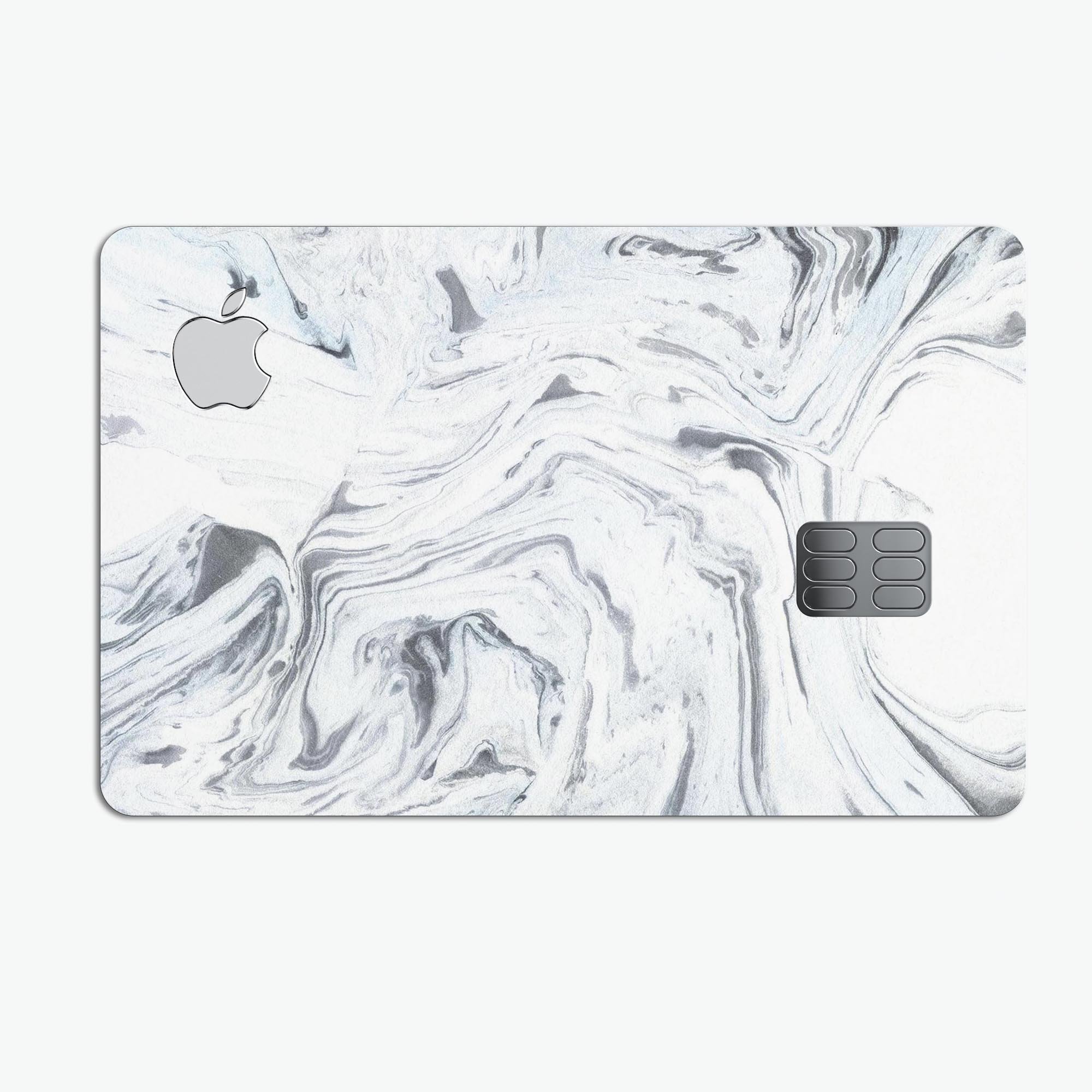 Mixtured Gray to Blue v9 Textured Marble decal applied on an Apple Card, showcasing its stylish design and premium finish.