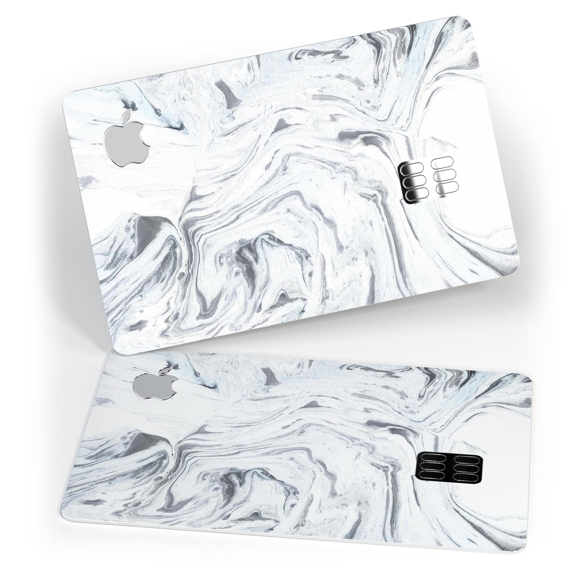 Mixtured Gray to Blue v9 Textured Marble decal applied on an Apple Card, showcasing its stylish design and premium finish.