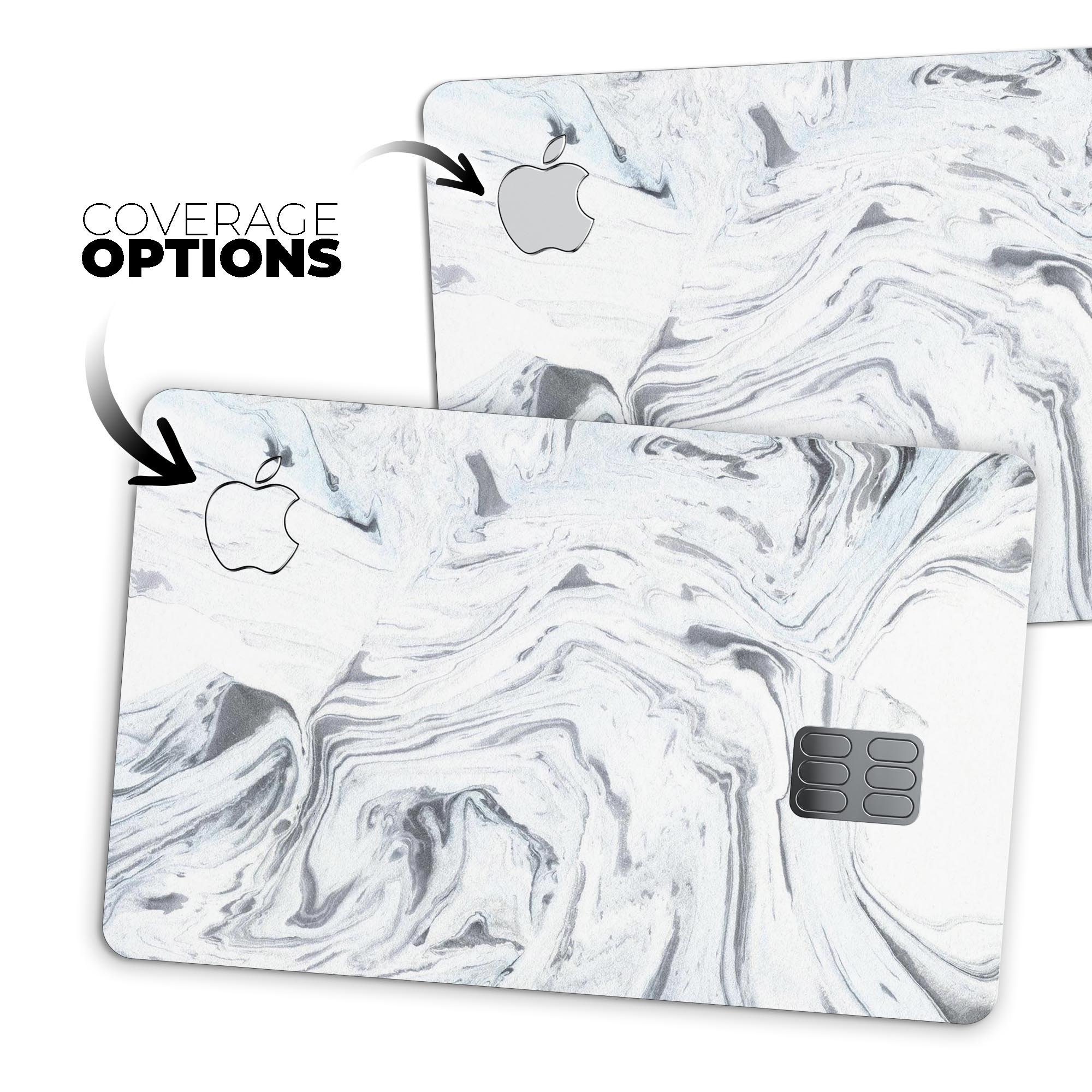 Mixtured Gray to Blue v9 Textured Marble decal applied on an Apple Card, showcasing its stylish design and premium finish.