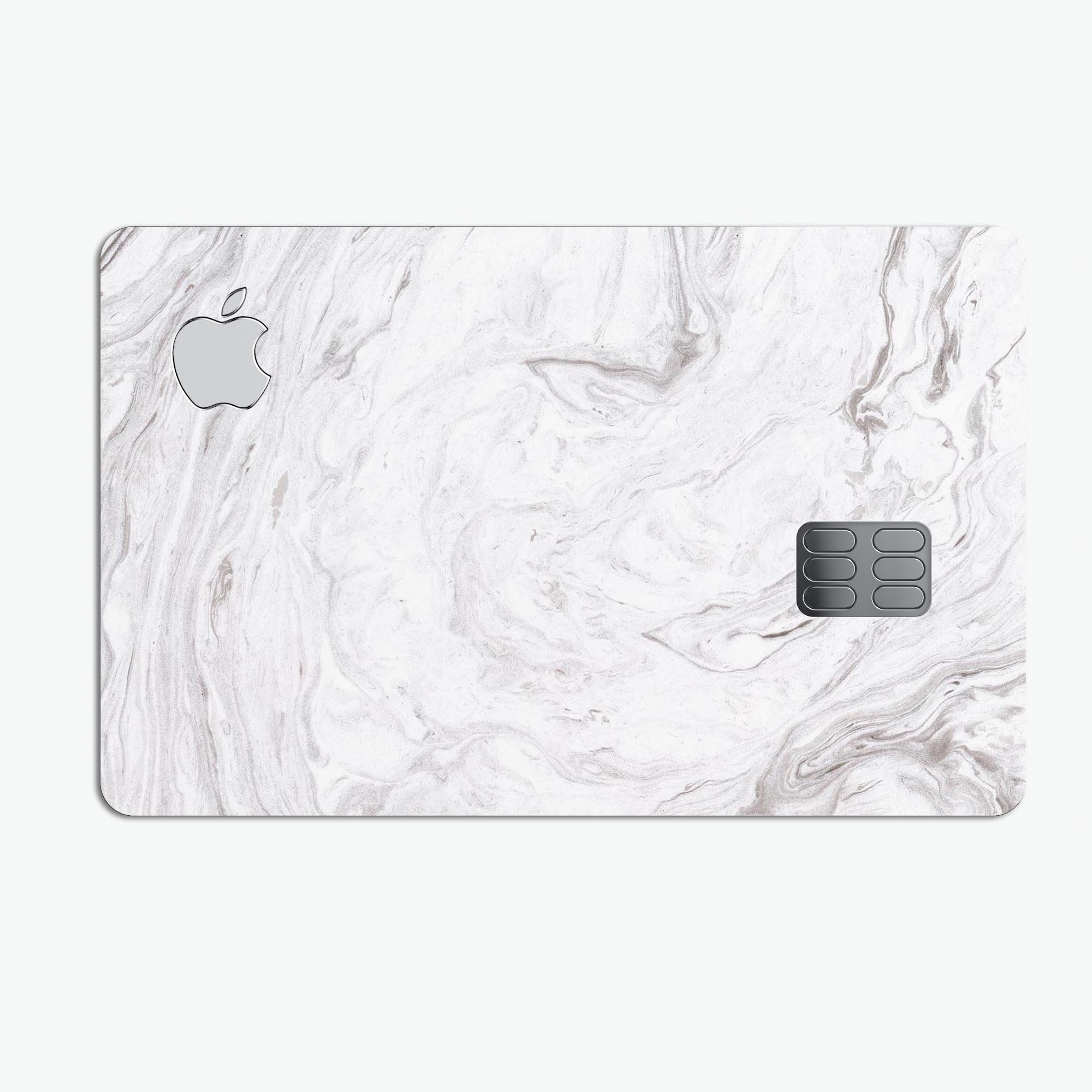 Mixtured Gray v12 Textured Marble decal skin applied to an Apple Card, showcasing its premium design and protective features.