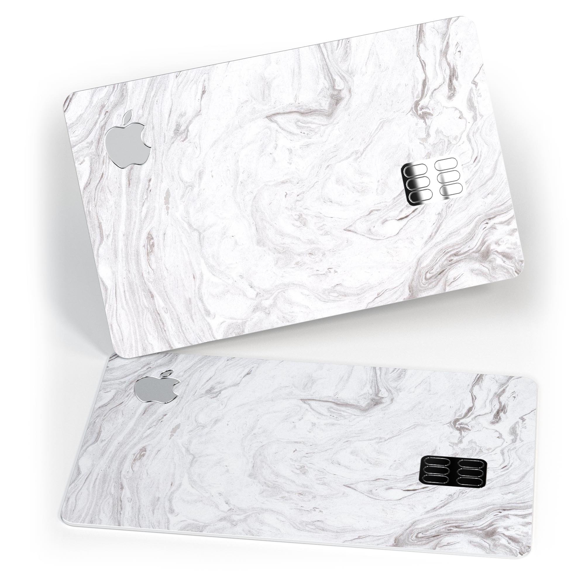 Mixtured Gray v12 Textured Marble decal skin applied to an Apple Card, showcasing its premium design and protective features.