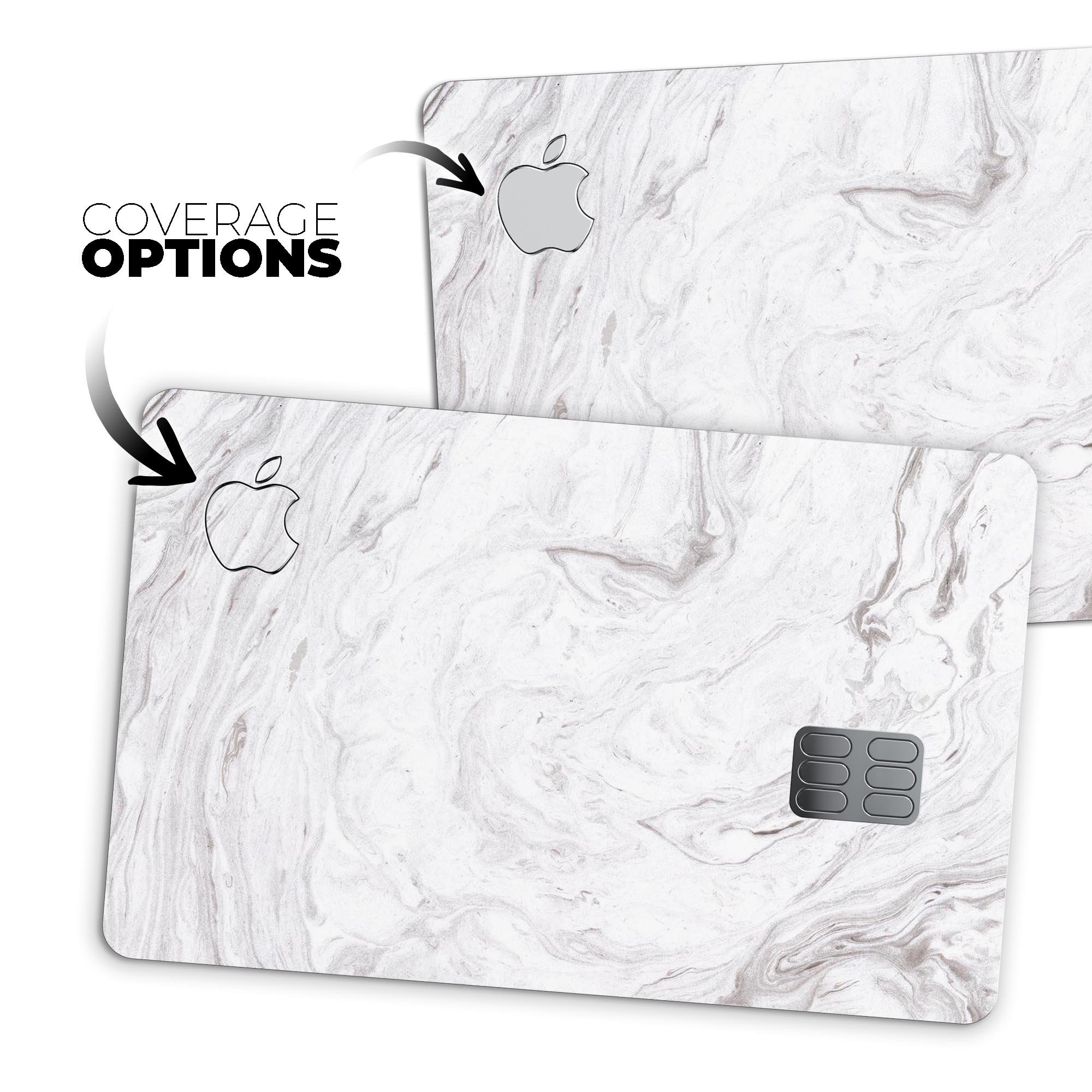 Mixtured Gray v12 Textured Marble decal skin applied to an Apple Card, showcasing its premium design and protective features.