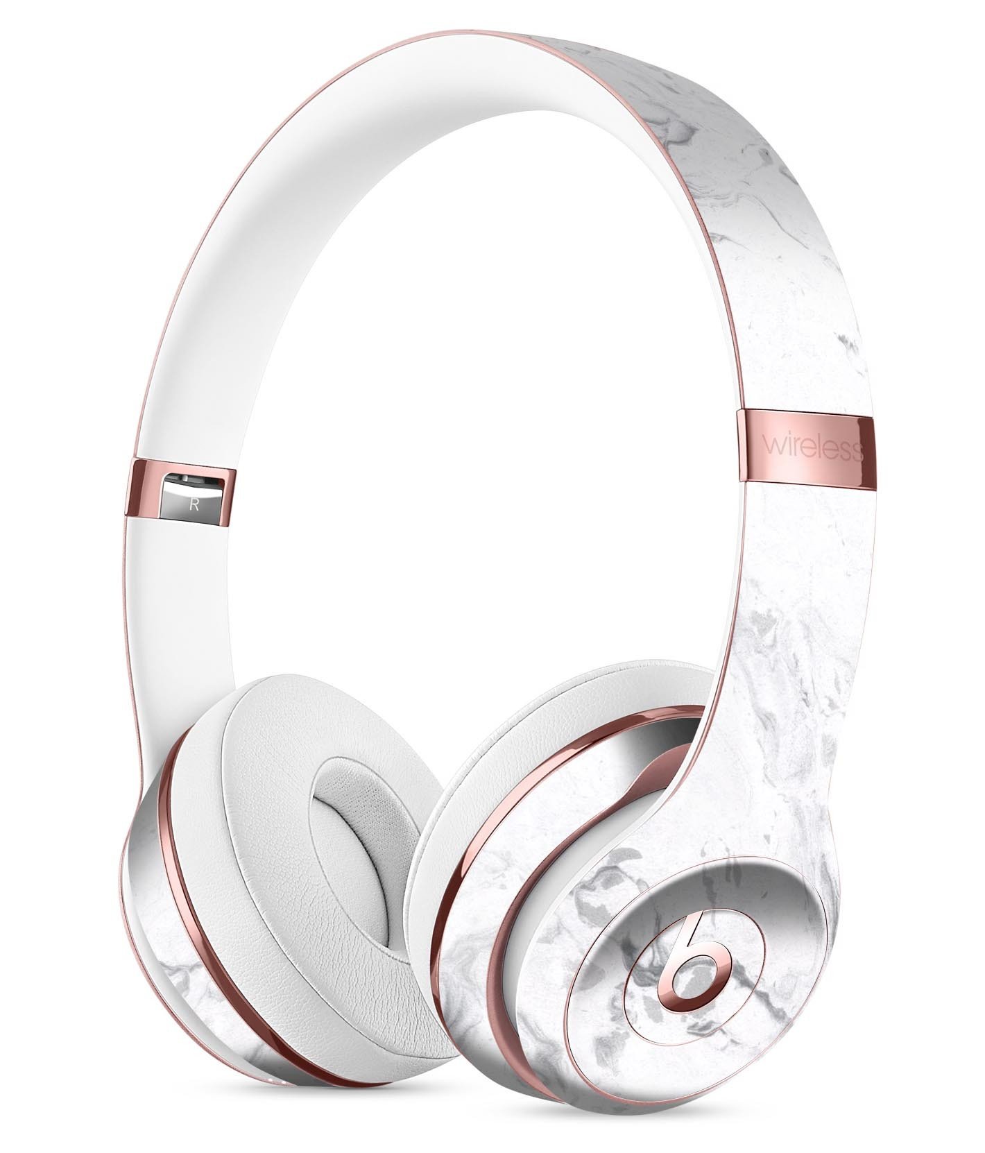 Mixtured Gray v13 Textured Marble Full-Body Skin Kit for Beats by Dre Solo 3 Wireless Headphones, showcasing a stylish marble design.