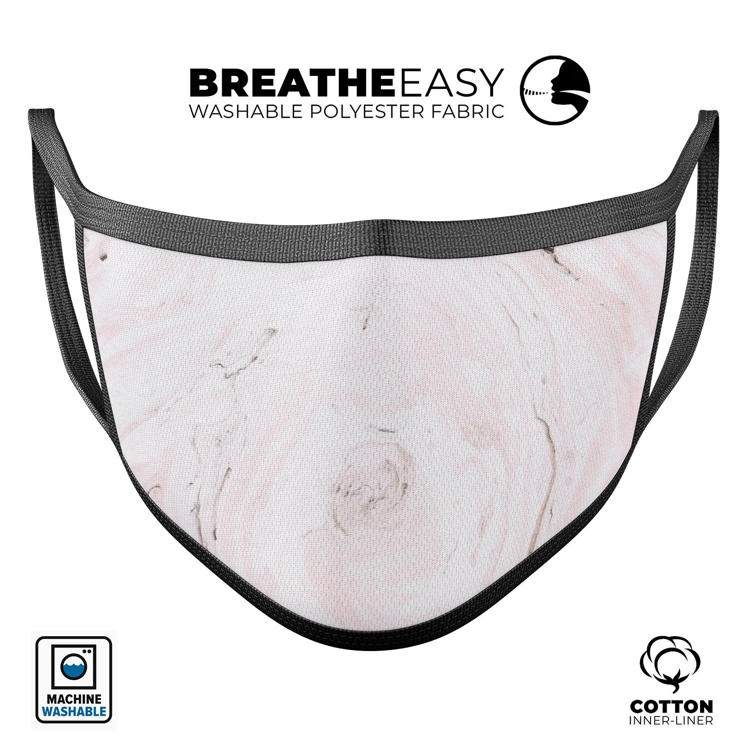 Mixtured Pink and Gray 37 Textured Marble reusable face mask, showcasing its vibrant colors and adjustable ear-loop bands.