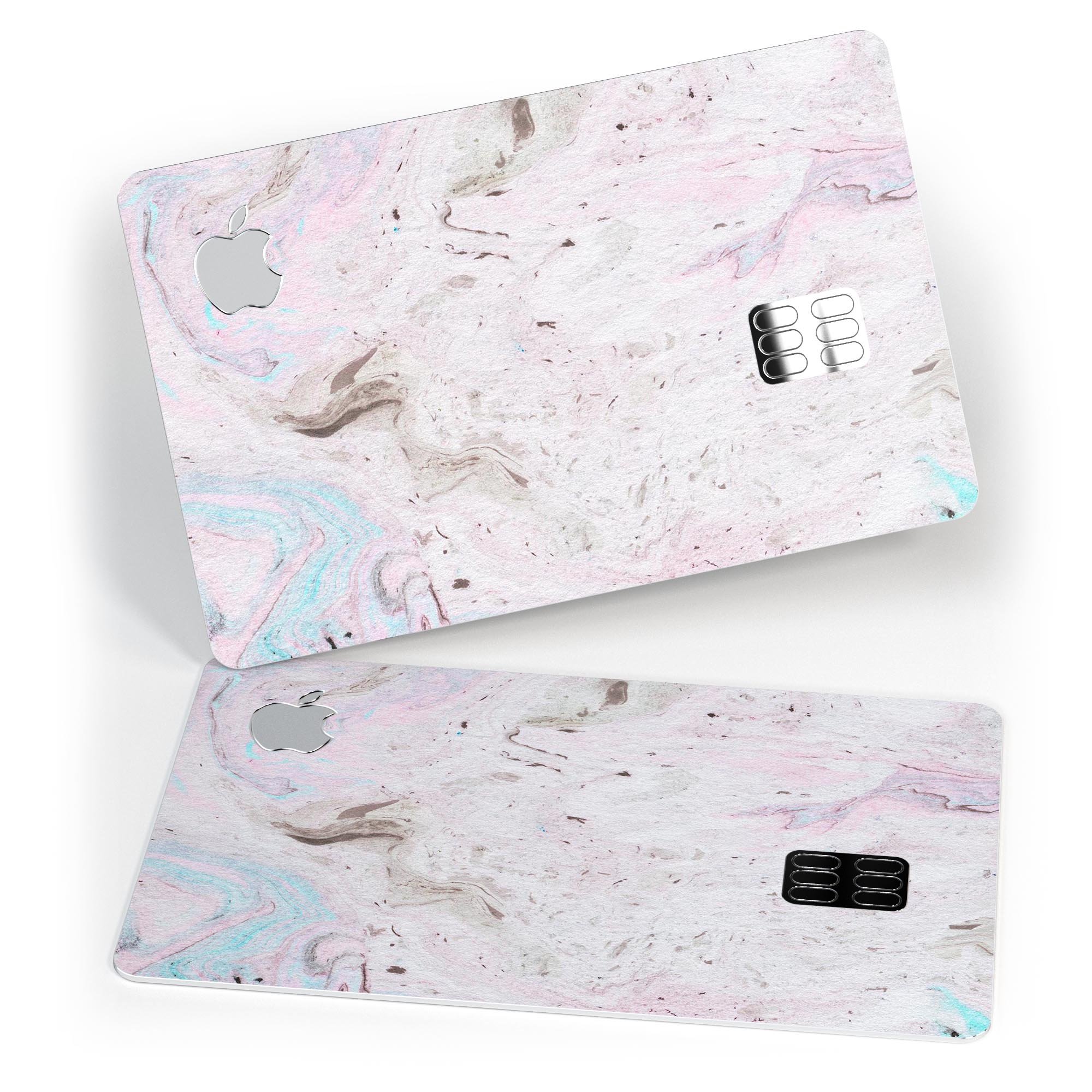 Mixtured Pink and Gray v3 Textured Marble decal applied on an Apple Card, showcasing its stylish design and premium finish.