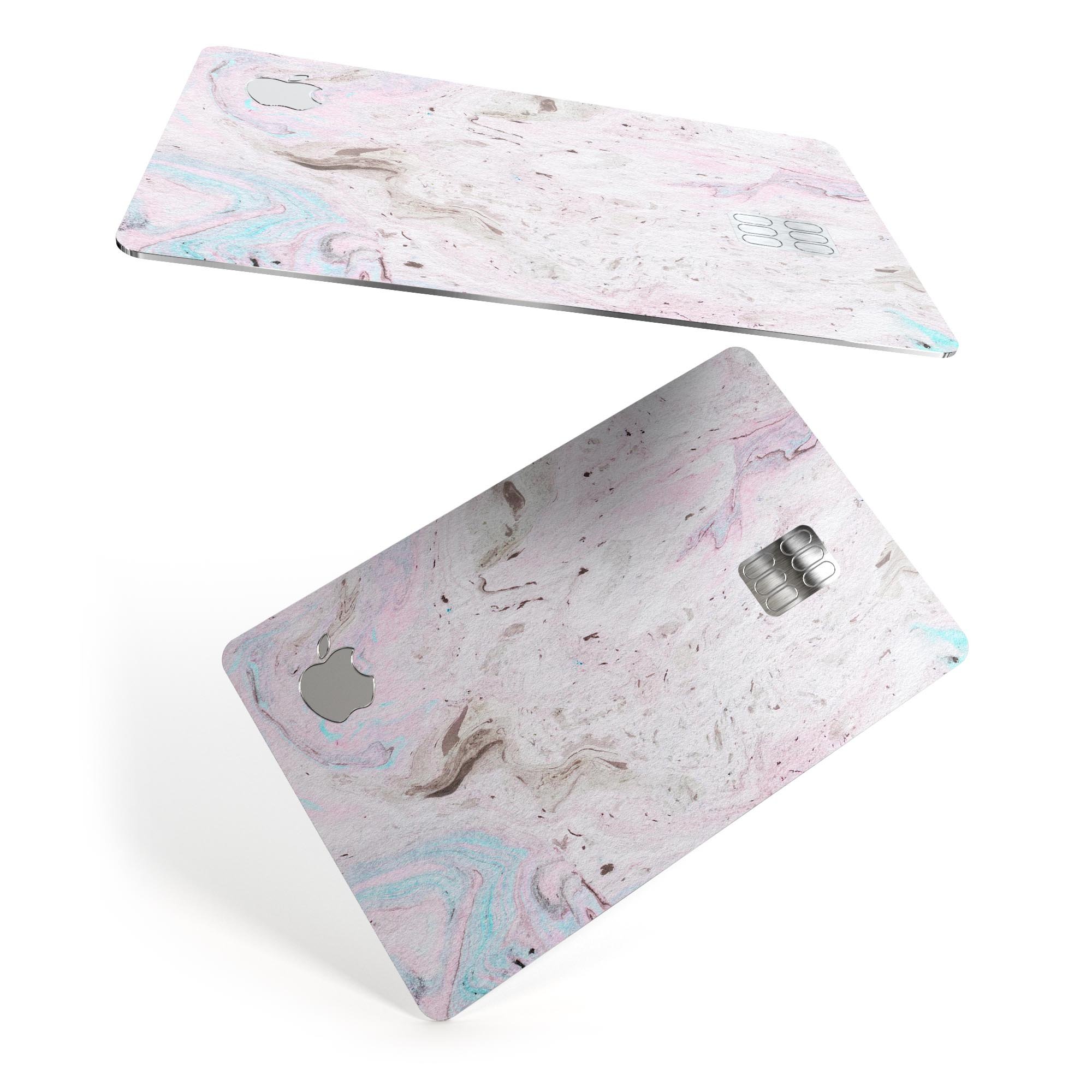 Mixtured Pink and Gray v3 Textured Marble decal applied on an Apple Card, showcasing its stylish design and premium finish.