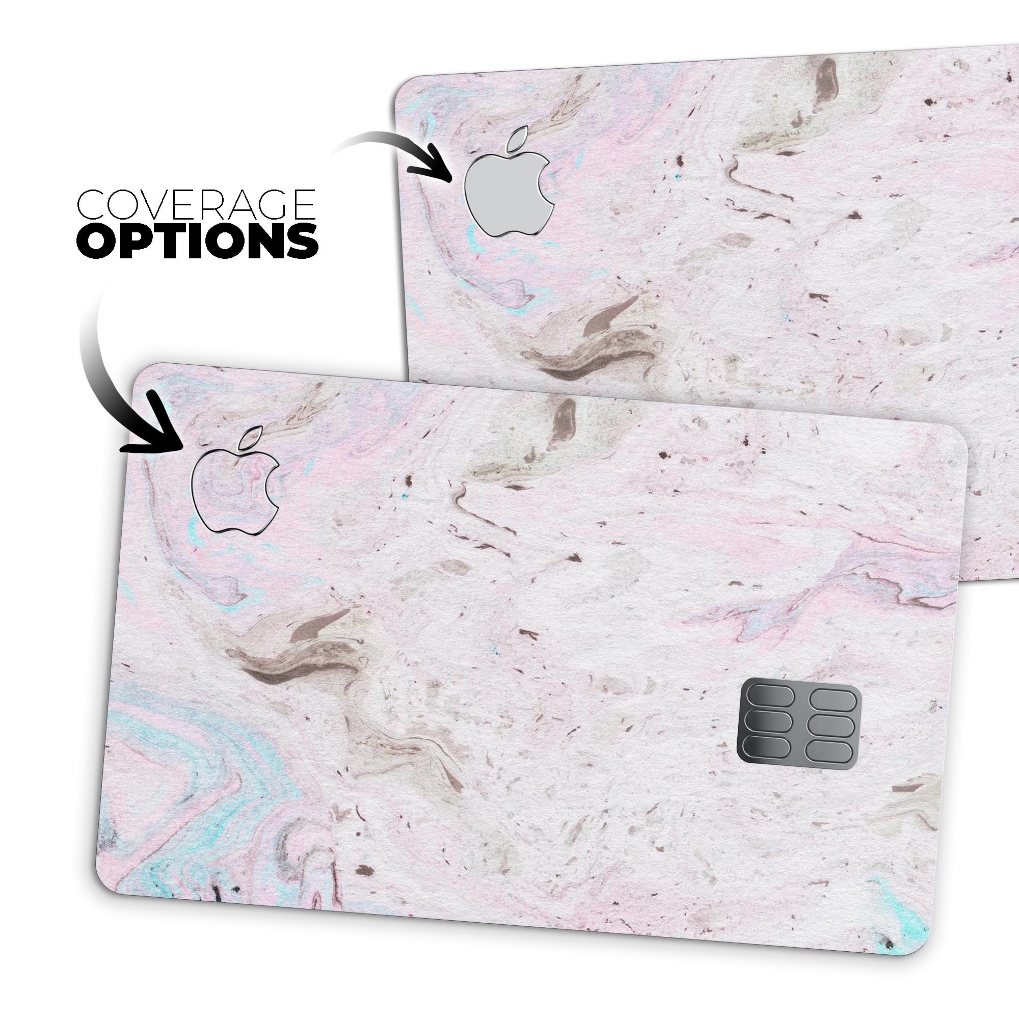 Mixtured Pink and Gray v3 Textured Marble decal applied on an Apple Card, showcasing its stylish design and premium finish.