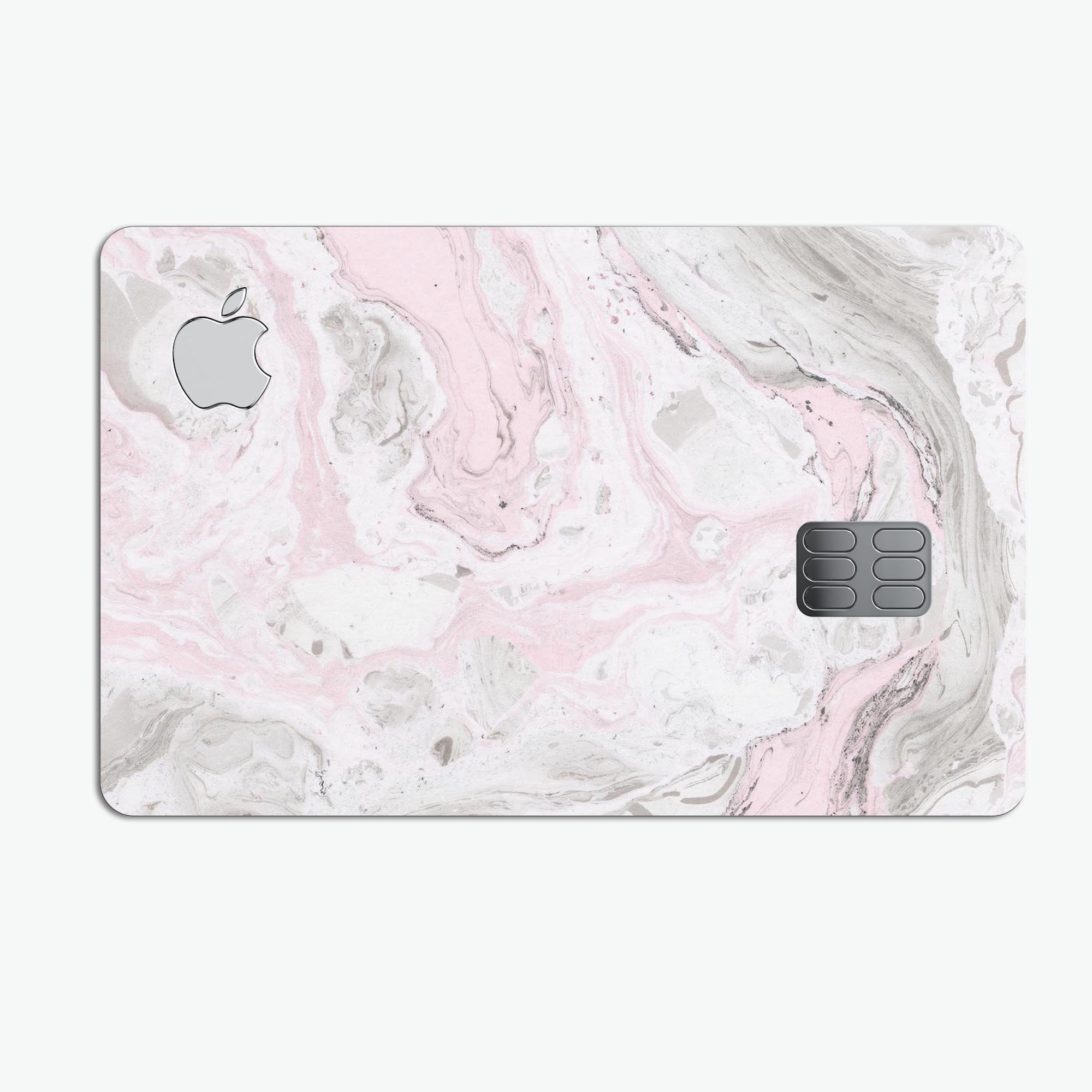 Mixtured Pink and Gray v4 Textured Marble decal applied on an Apple Card, showcasing its stylish design and premium quality.