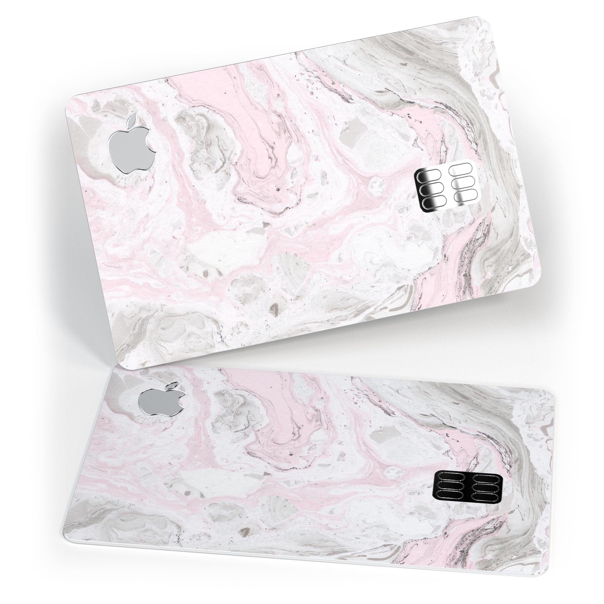 Mixtured Pink and Gray v4 Textured Marble decal applied on an Apple Card, showcasing its stylish design and premium quality.