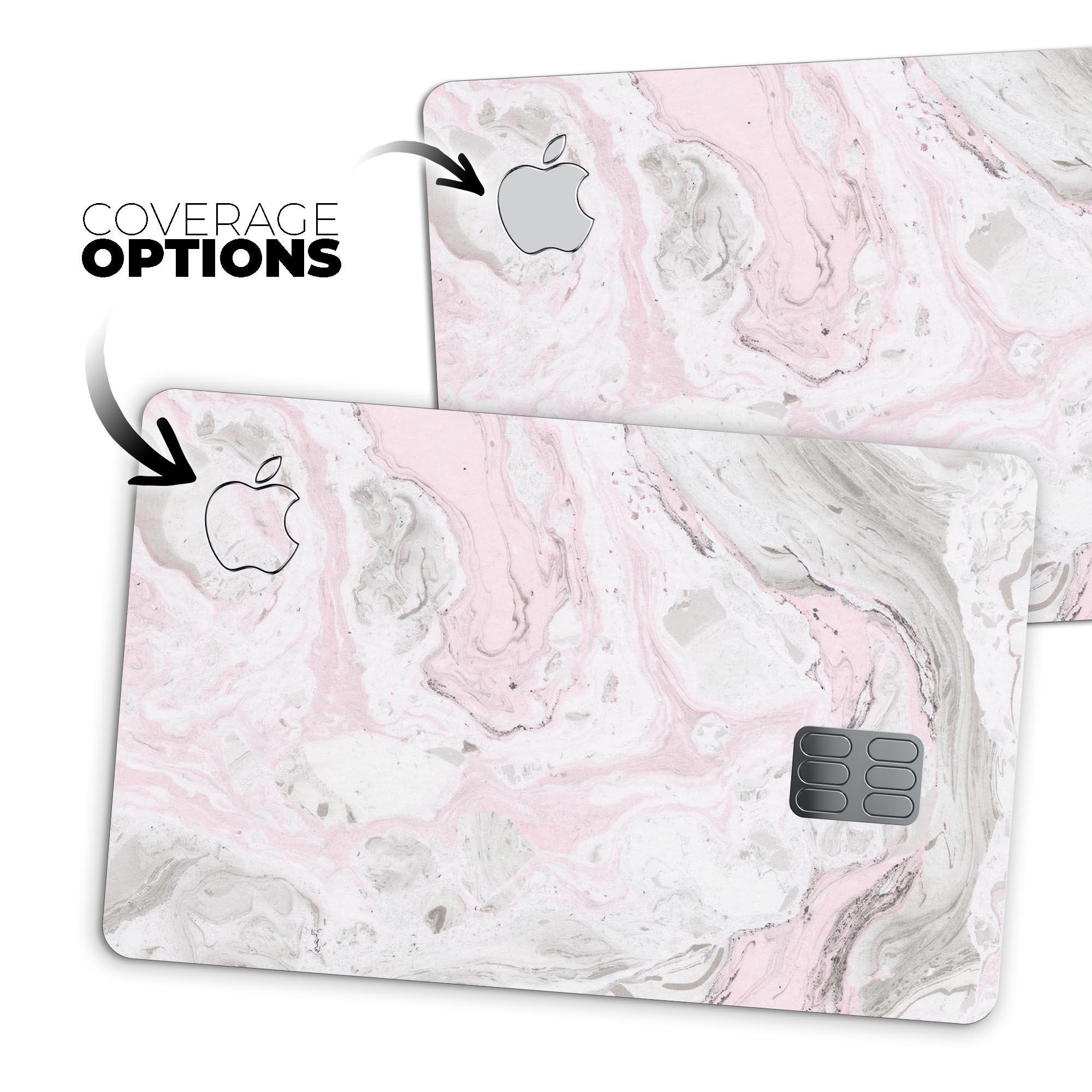 Mixtured Pink and Gray v4 Textured Marble decal applied on an Apple Card, showcasing its stylish design and premium quality.