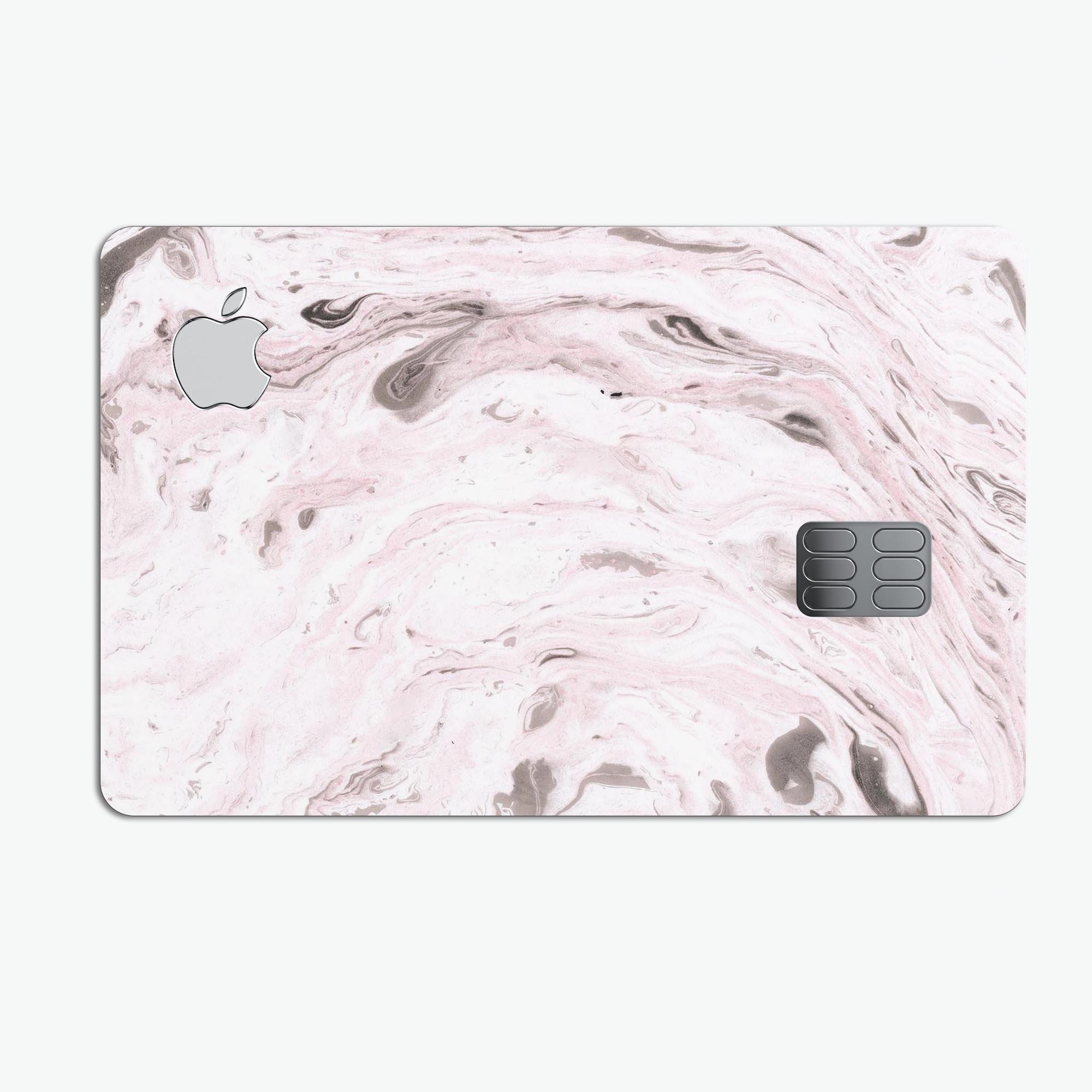 Mixtured Pink and Gray v9 Textured Marble decal applied on an Apple Card, showcasing its stylish design and premium finish.