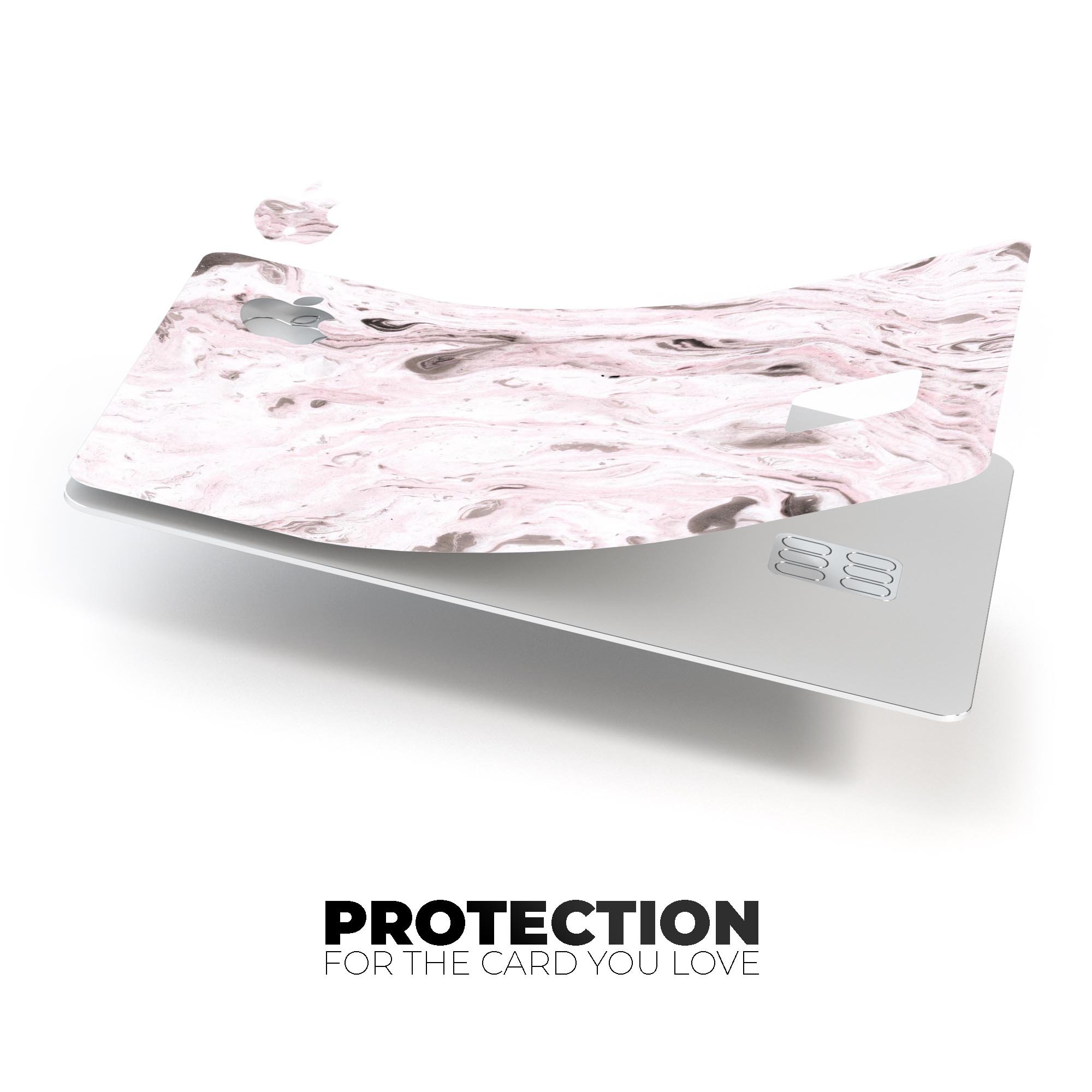 Mixtured Pink and Gray v9 Textured Marble decal applied on an Apple Card, showcasing its stylish design and premium finish.