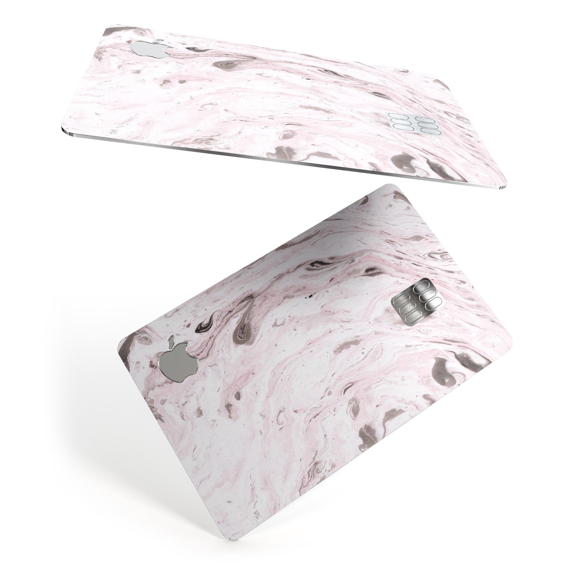 Mixtured Pink and Gray v9 Textured Marble decal applied on an Apple Card, showcasing its stylish design and premium finish.