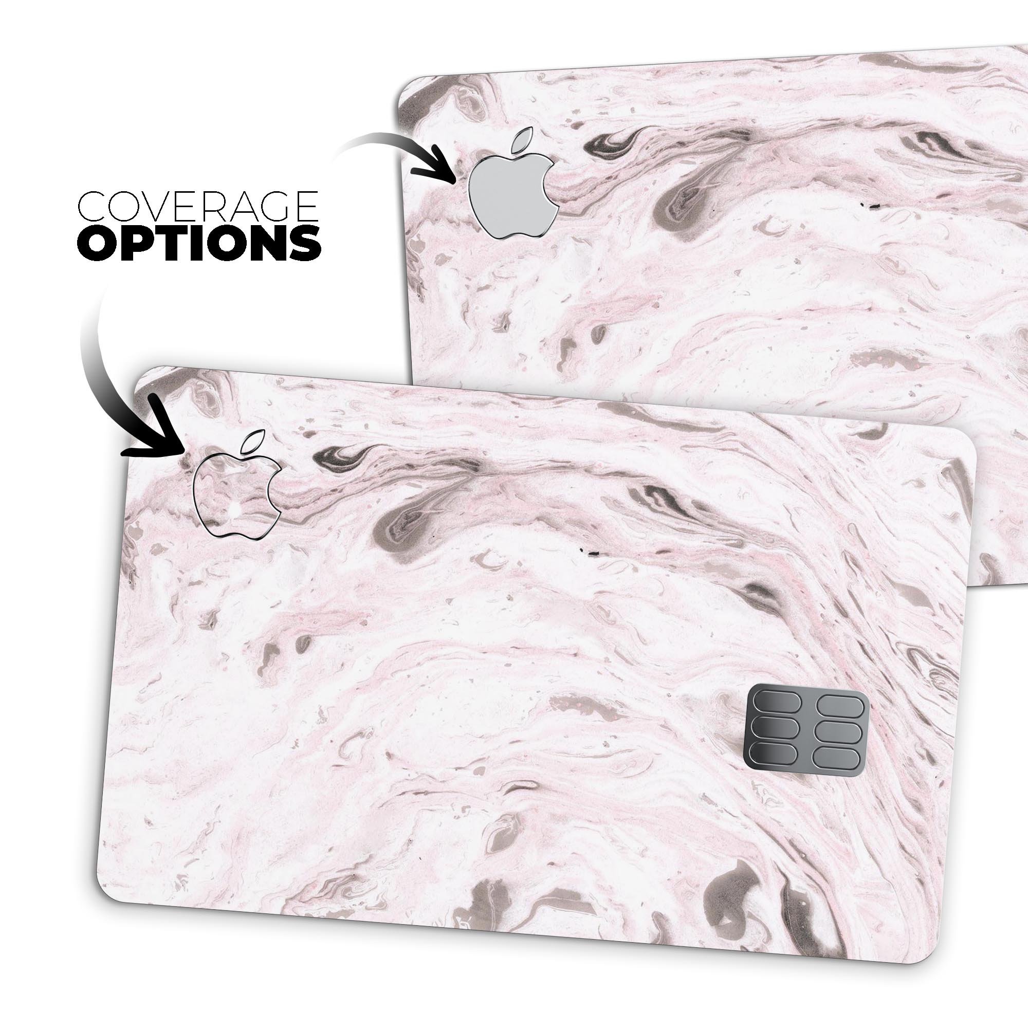 Mixtured Pink and Gray v9 Textured Marble decal applied on an Apple Card, showcasing its stylish design and premium finish.