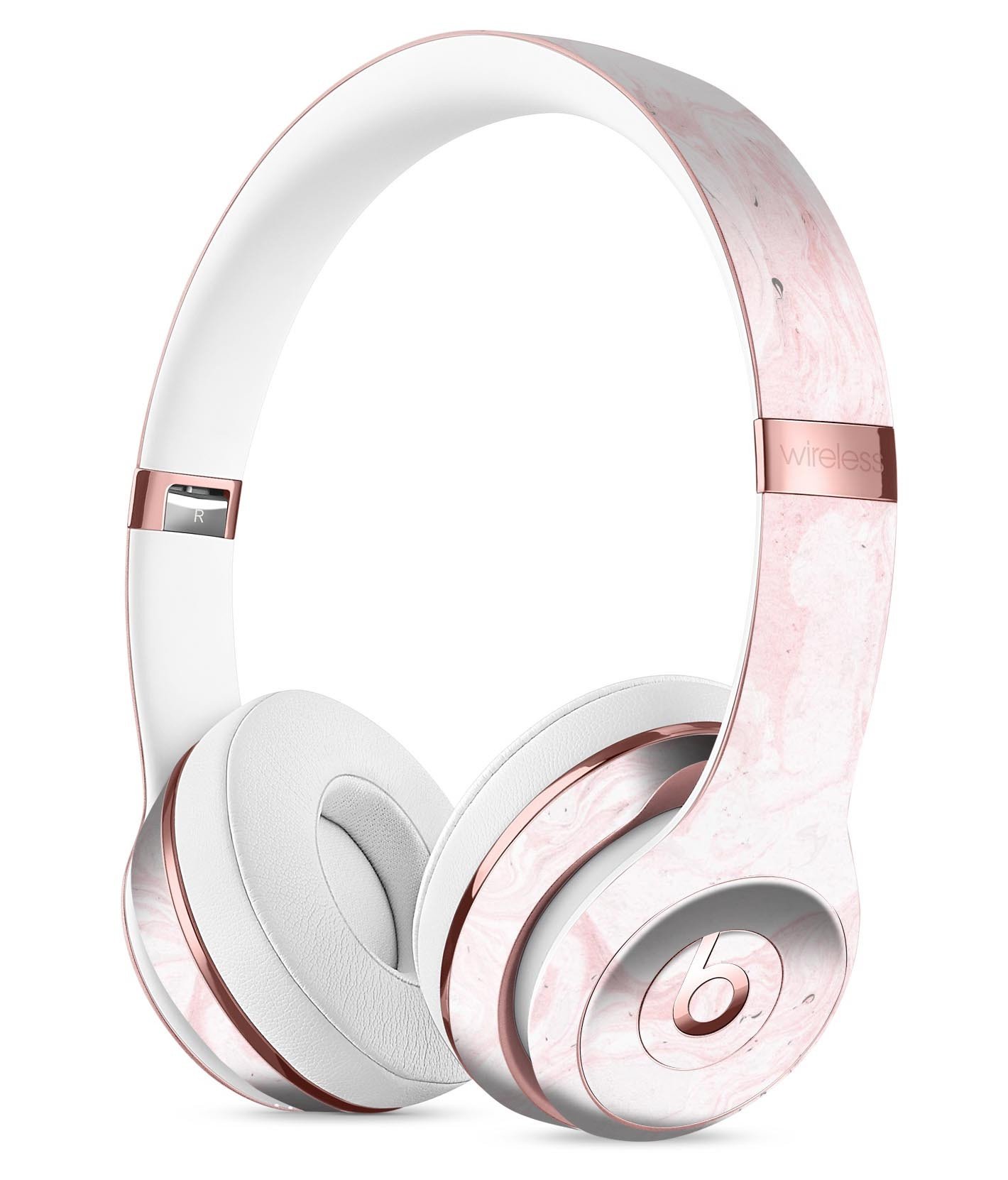 Mixtured Pink v3 Textured Marble Full-Body Skin Kit for Beats by Dre Solo 3 Wireless Headphones, showcasing a stylish marble design.