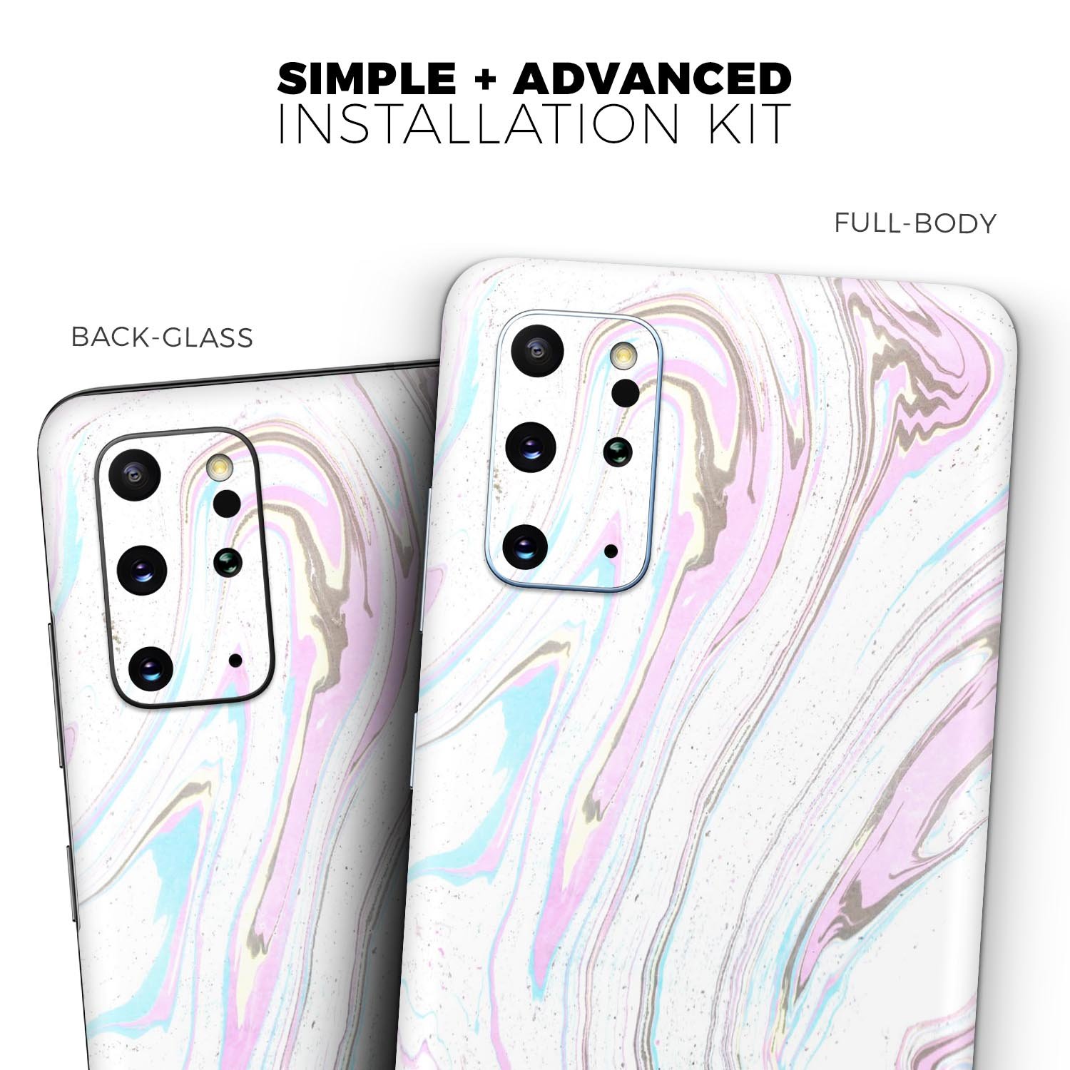 Mixtured Textured Marble v5 Skin-Kit for Samsung Galaxy S-Series, showcasing a stylish marble design on a sleek device.