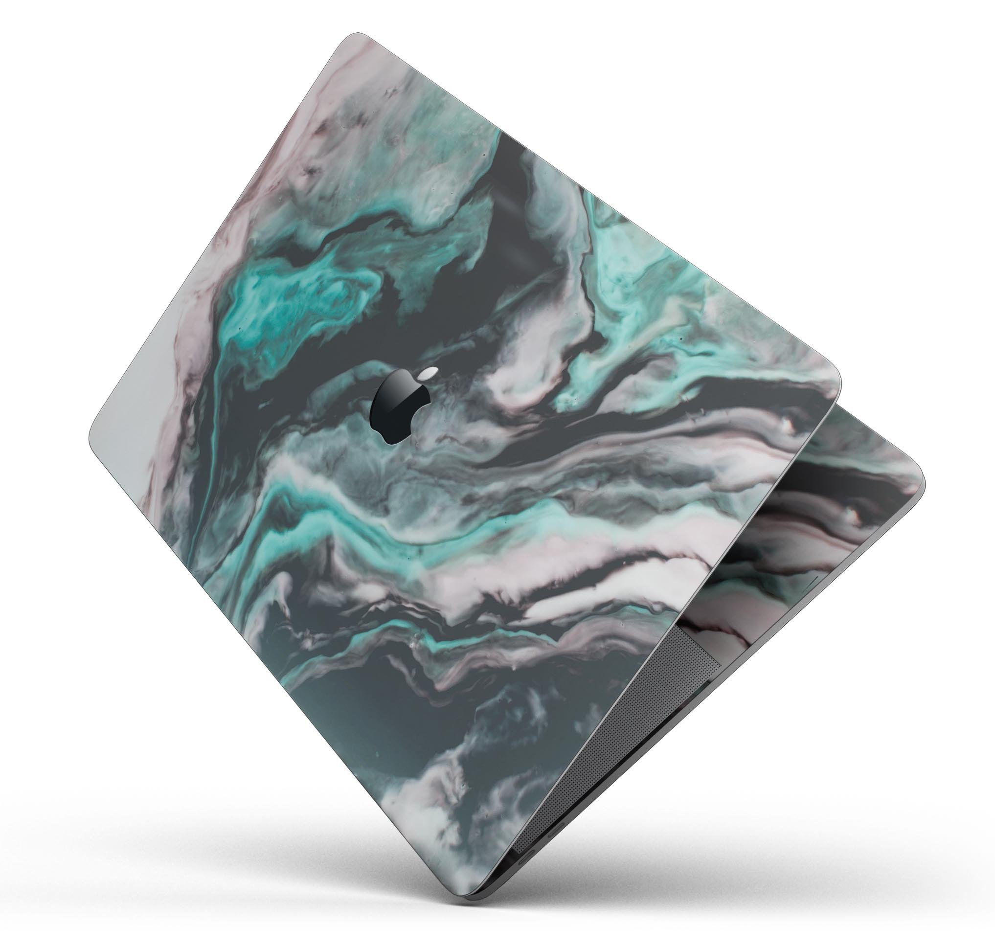 Modern Marble Aqua Mix V11 skin decal wrap kit for Apple MacBook, showcasing a stylish marble design with a premium vinyl finish.