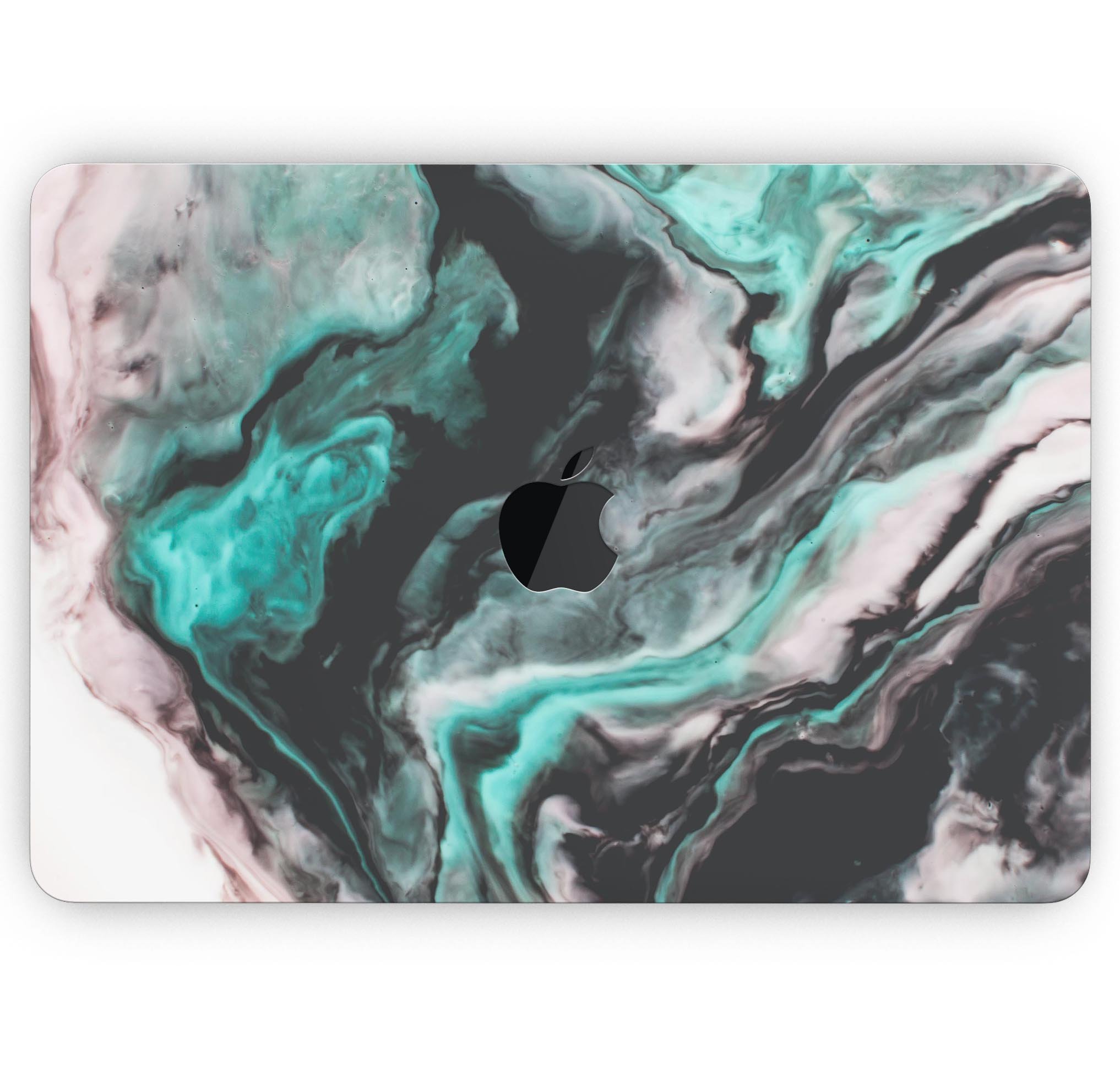 Modern Marble Aqua Mix V11 skin decal wrap kit for Apple MacBook, showcasing a stylish marble design with a premium vinyl finish.