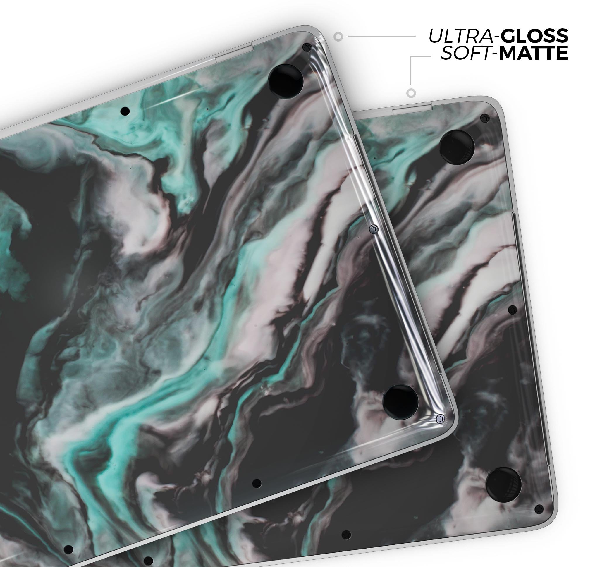 Modern Marble Aqua Mix V11 skin decal wrap kit for Apple MacBook, showcasing a stylish marble design with a premium vinyl finish.