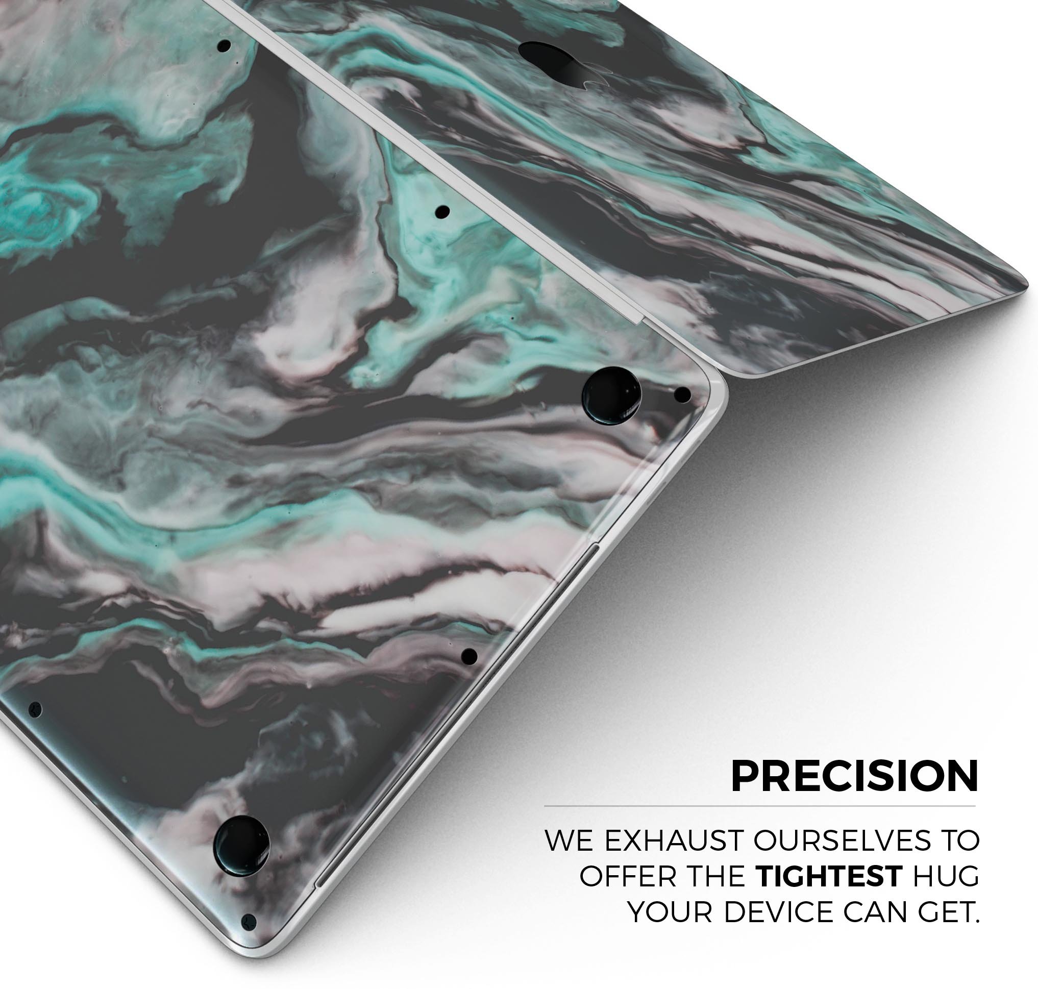 Modern Marble Aqua Mix V11 skin decal wrap kit for Apple MacBook, showcasing a stylish marble design with a premium vinyl finish.