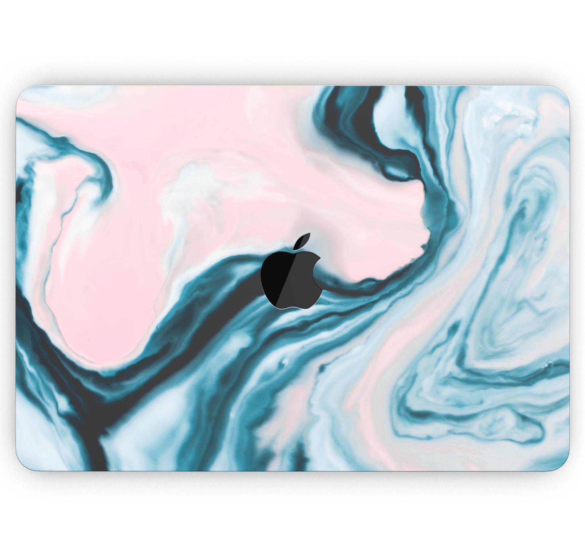 Modern Marble Aqua Mix V12 skin decal wrap kit for Apple MacBook, showcasing a stylish marble design with a premium vinyl finish.