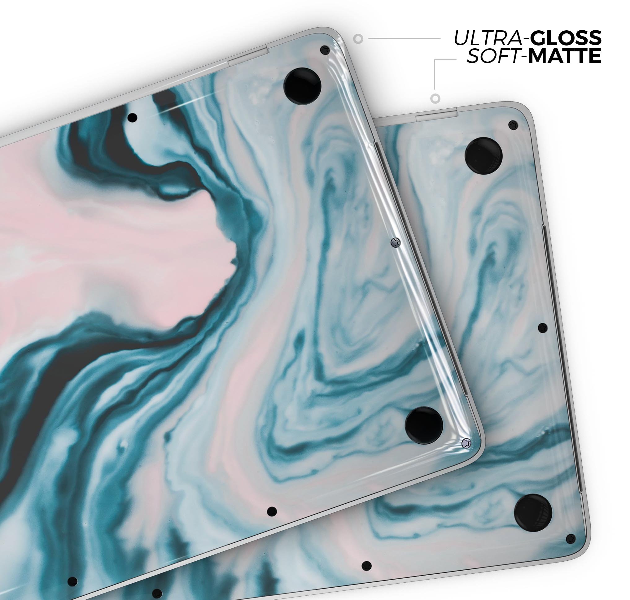 Modern Marble Aqua Mix V12 skin decal wrap kit for Apple MacBook, showcasing a stylish marble design with a premium vinyl finish.