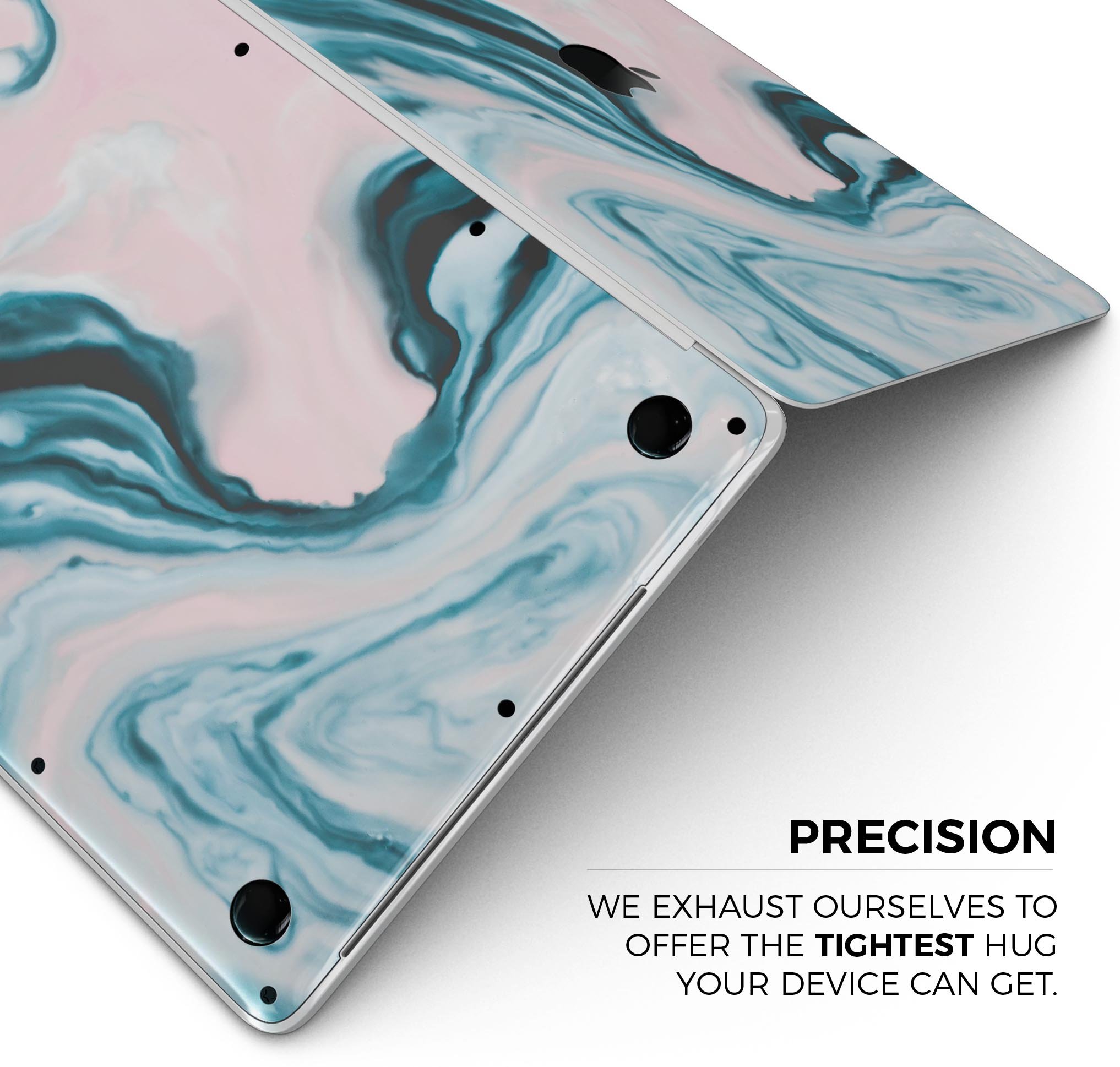 Modern Marble Aqua Mix V12 skin decal wrap kit for Apple MacBook, showcasing a stylish marble design with a premium vinyl finish.