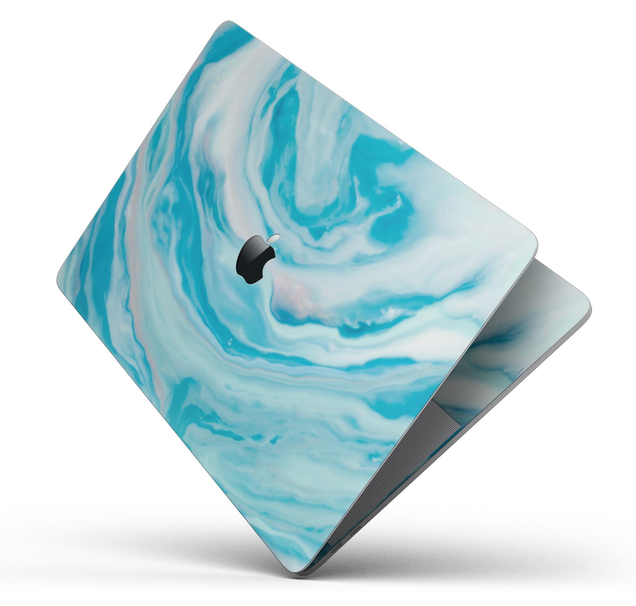 Modern Marble Aqua Mix V16 skin decal wrap kit for Apple MacBook, showcasing a stylish marble design with a soft-matte finish.