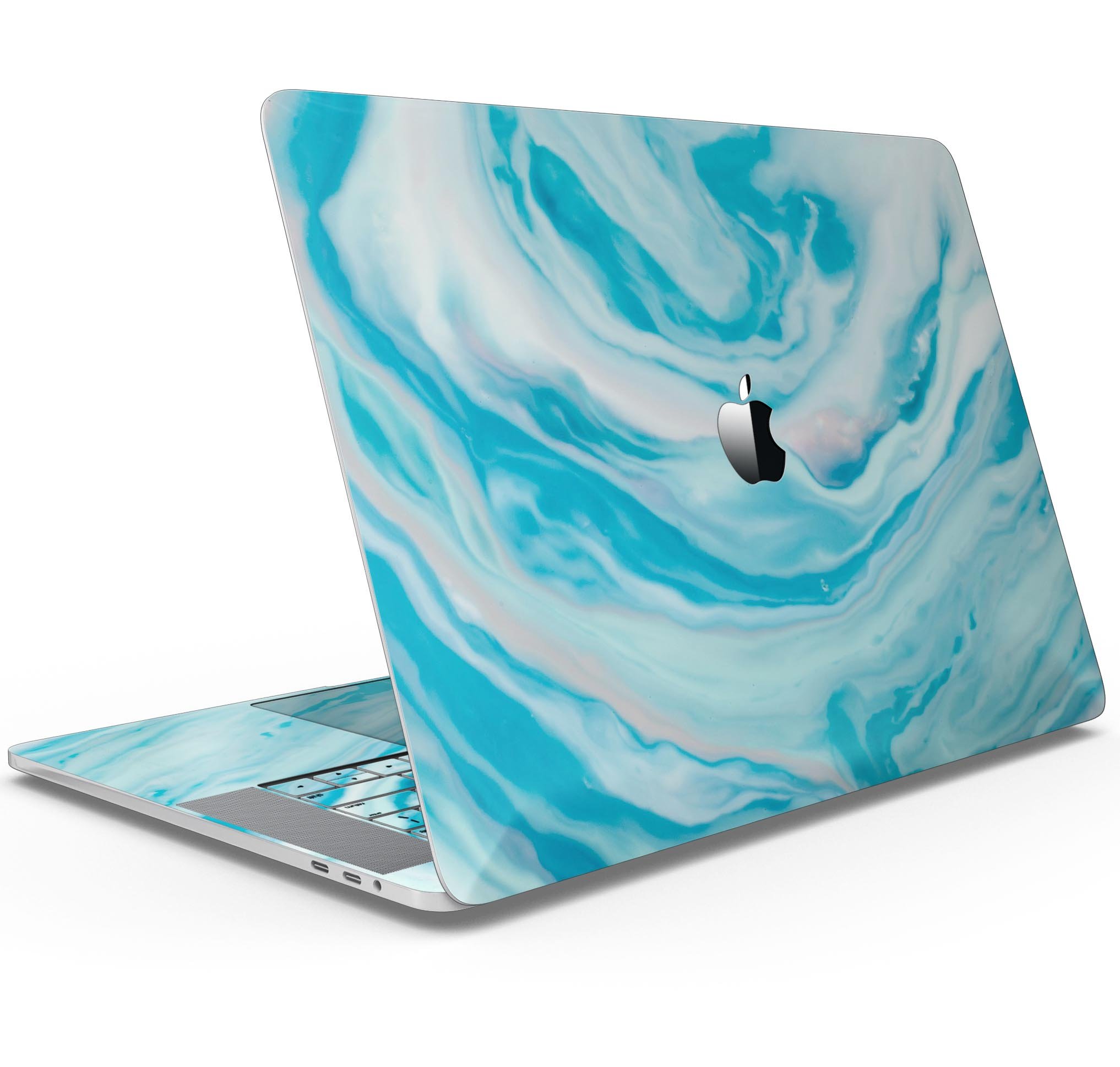 Modern Marble Aqua Mix V16 skin decal wrap kit for Apple MacBook, showcasing a stylish marble design with a soft-matte finish.