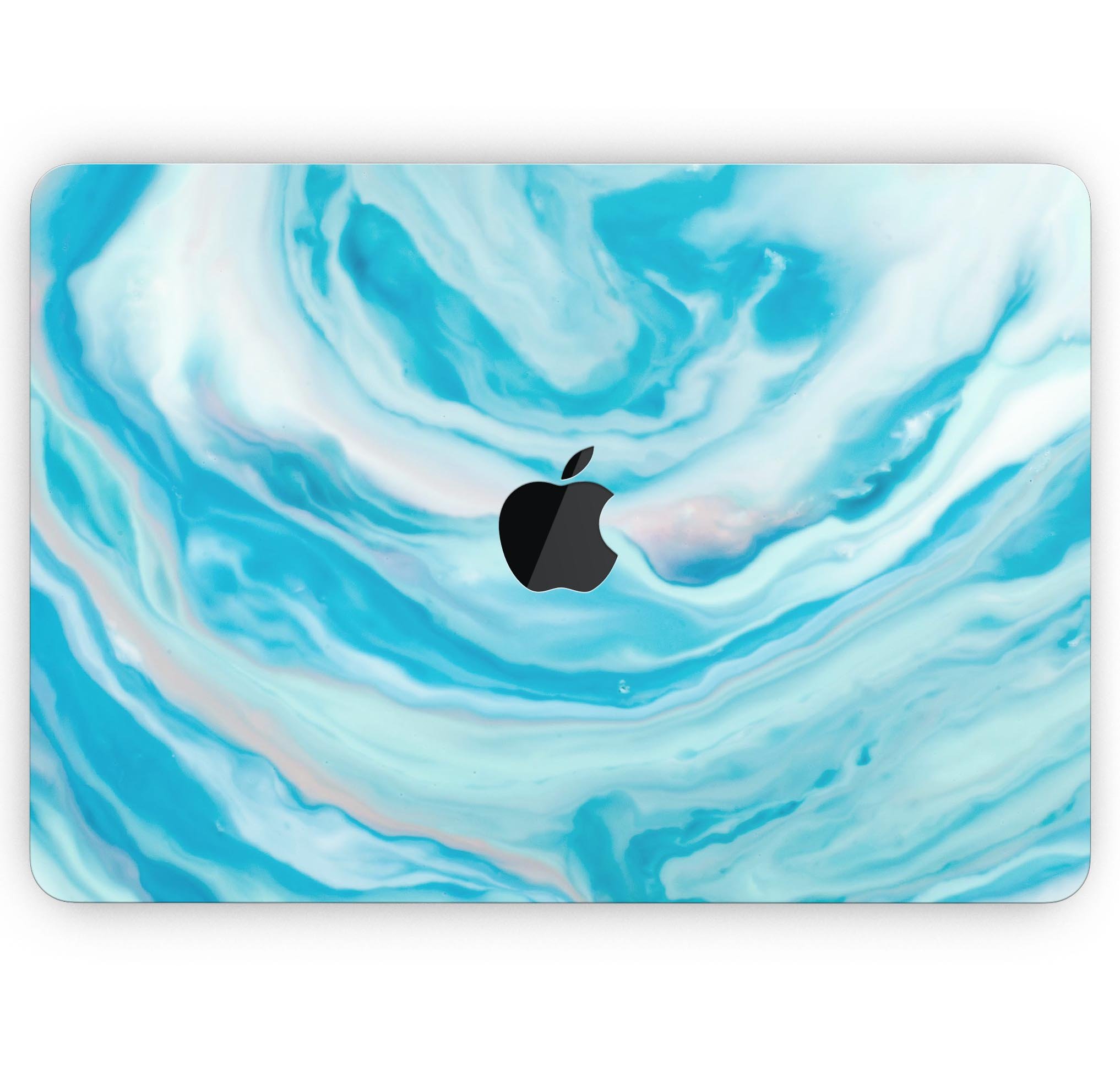 Modern Marble Aqua Mix V16 skin decal wrap kit for Apple MacBook, showcasing a stylish marble design with a soft-matte finish.