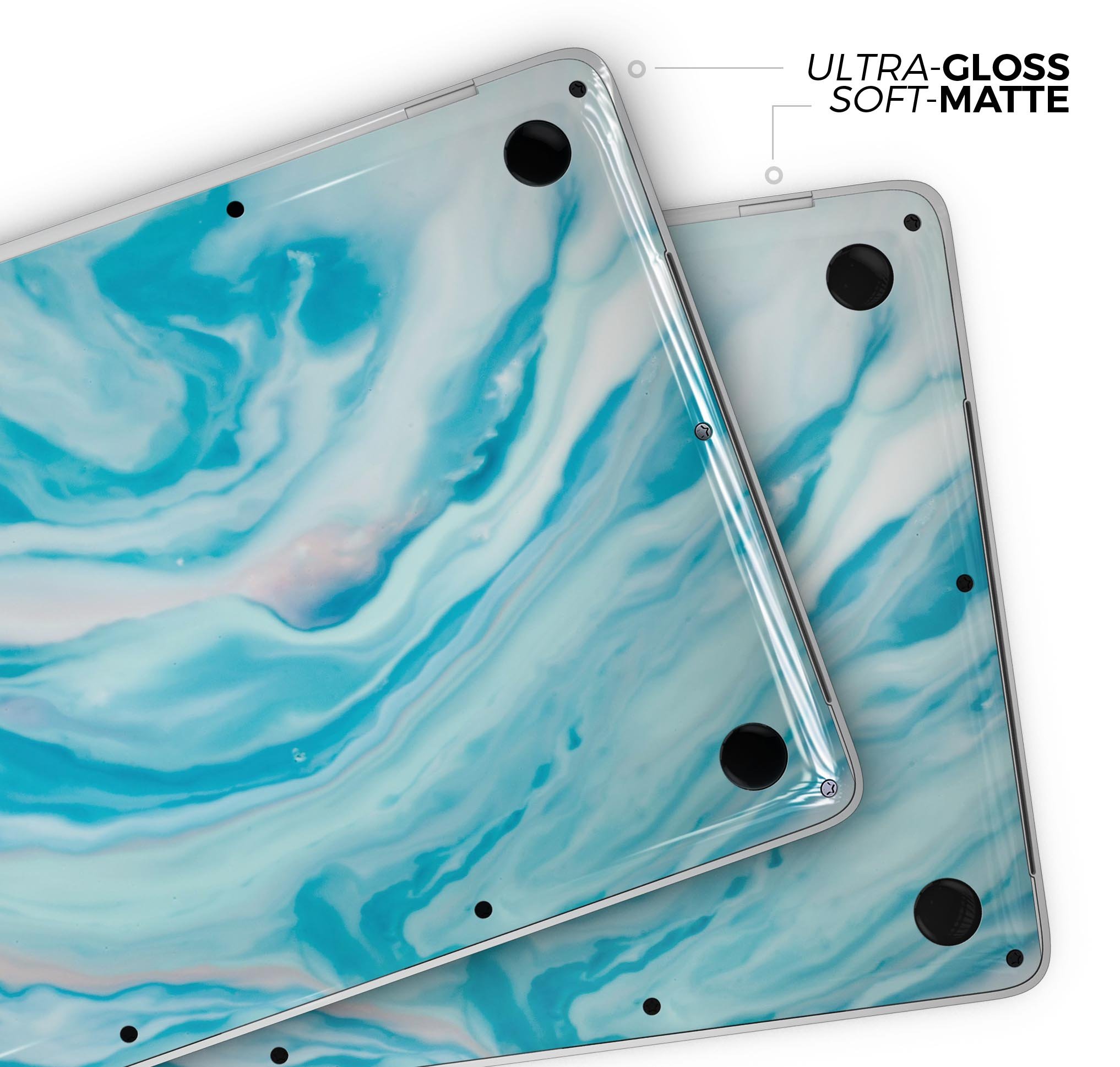 Modern Marble Aqua Mix V16 skin decal wrap kit for Apple MacBook, showcasing a stylish marble design with a soft-matte finish.